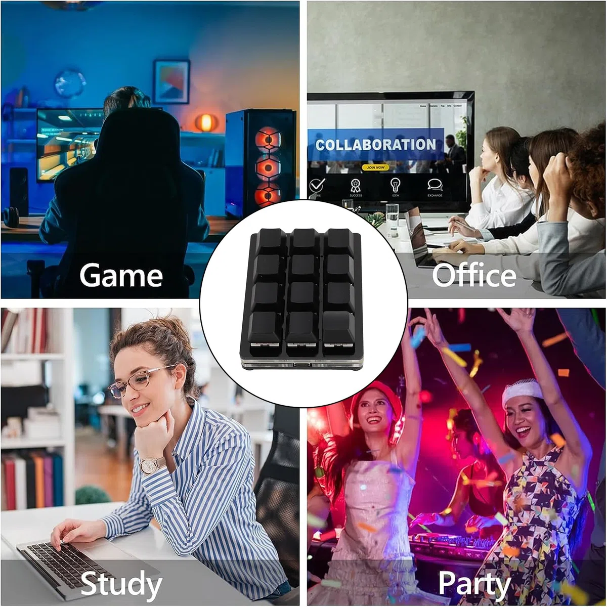 Teclado Mecánico para Juegos de 12 Teclas, Teclado Mecánico Programable con una Mano, Teclado Macro RGB Intercambiable en Caliente y con Cable USB, Multifuncional Plug and Play,