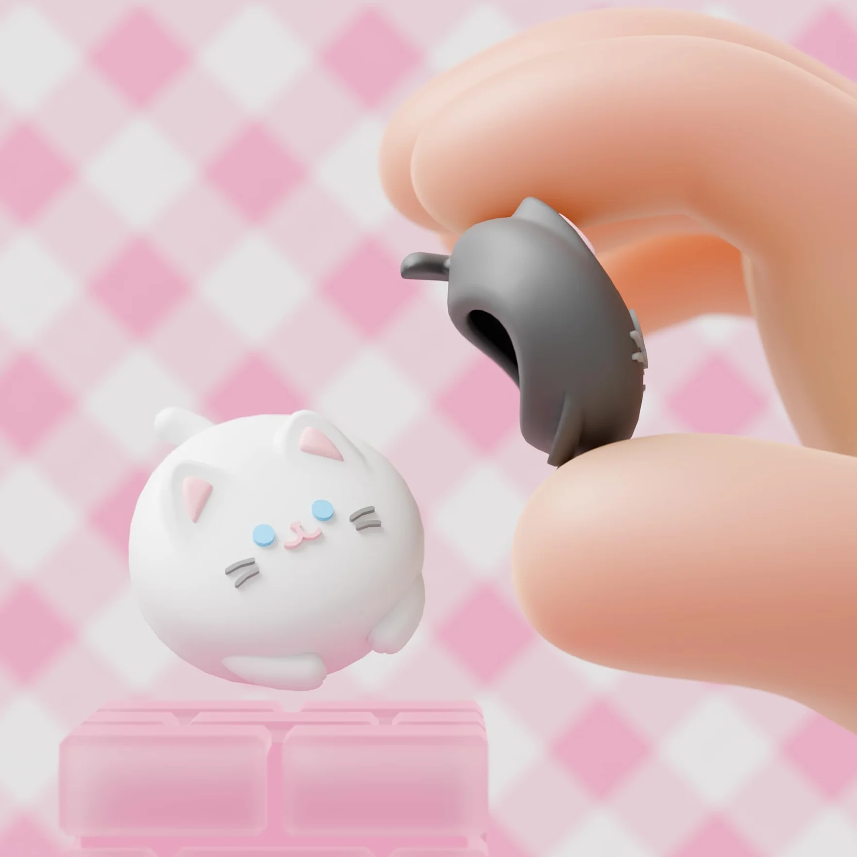 PlayVital 4 Piezas de Agarres para el Pulgar para Nintendo Switch 2 2025, Kawaii Tapas de Silicona para Joysticks de Joycon, Protector para Joystick, Accesorios para Switch 2 (Gatito Lindo)