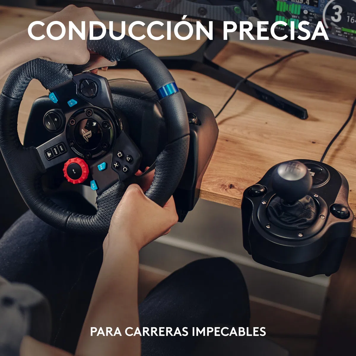Logitech G G29 SE Driving Force, volante de carreras y pedales, Force Feedback, Cuero auténtico + Palanca de cambio Driving Force - Para PS5, PS4 y PC, Mac - Negro