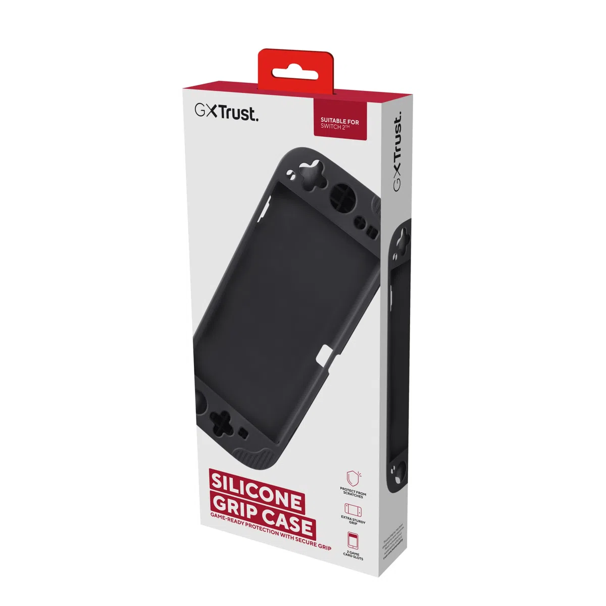GXTrust 1253 Carcasa Nintendo Switch 2, Funda Protectora de Silicona con Diseño Texturizado, Resistente a los Arañazos, Absorción de Impactos, Cubierta Protectora Switch 2, Negro