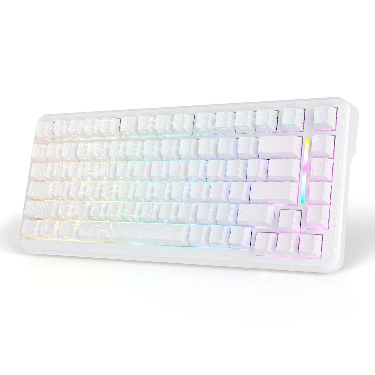 MAMBASNAKE M82 HE Teclado magnético con Cable 75%, Tasa de Sondeo 8K Hz, Actuación Ajustable, y precisión de 0,01 mm. Teclado para Rapid Trigger Juegos con retroiluminación RGB- Contorno Blanco