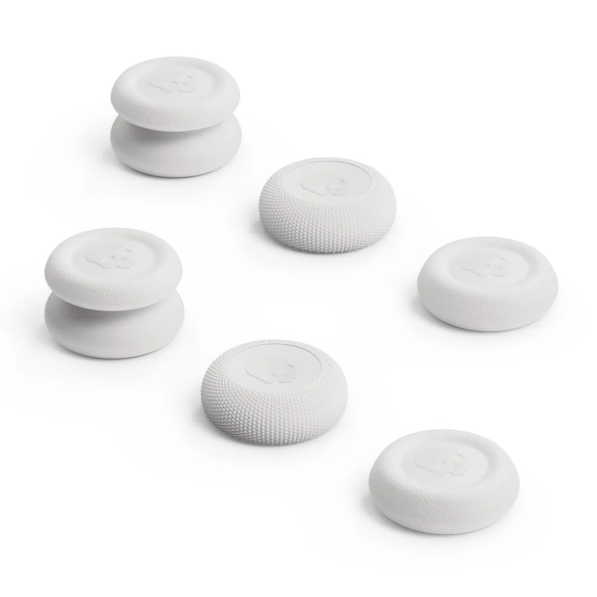 Skull & Co. Skin, CQC and FPS Thumb Grip Set Joystick Cap Analog Stick Cap for Nintendo Switch Pro Controller & PS5 / PS4 / Slim/Pro Controller - White, 3Pairs(6pcs)