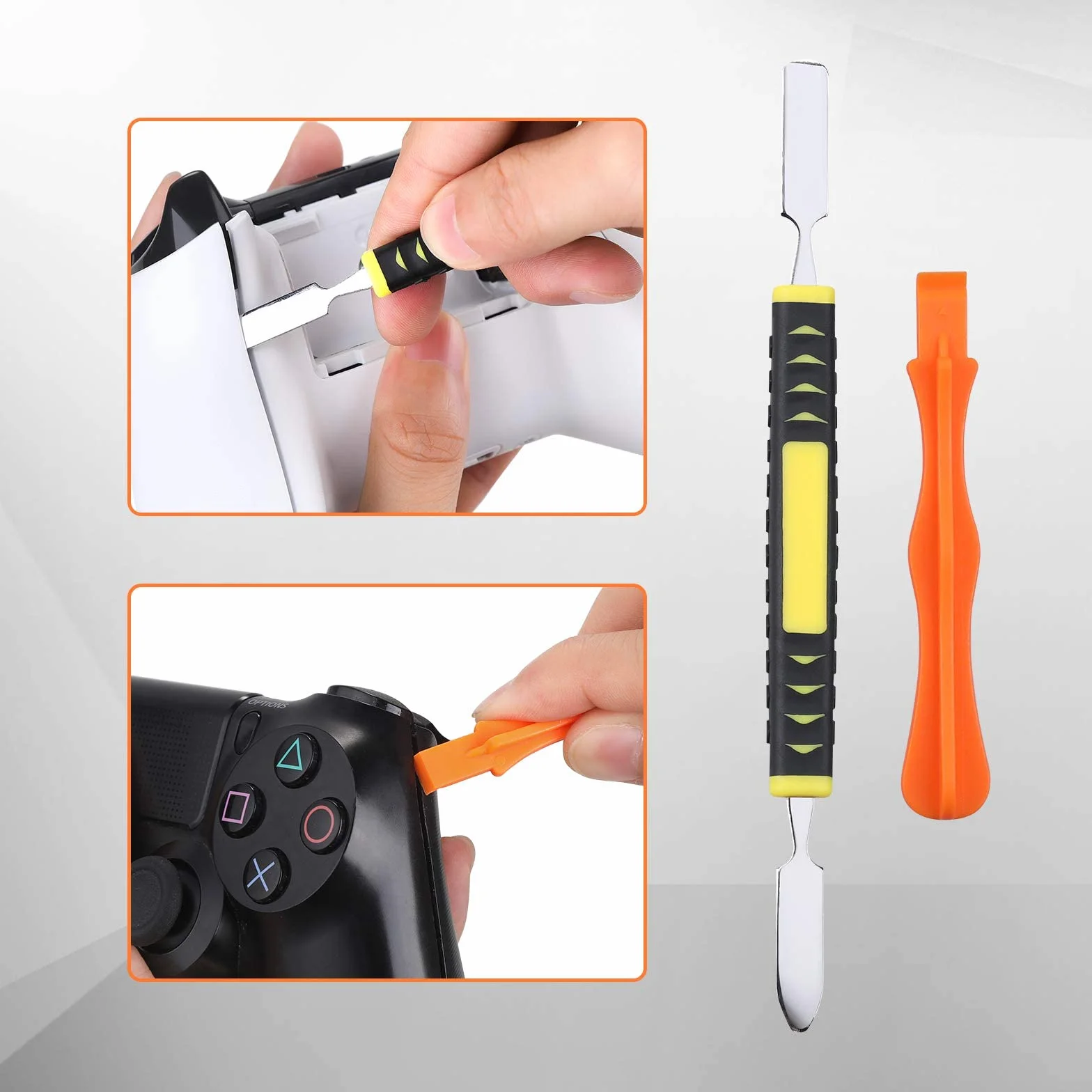 JOREST Kit de Desmontar Xbox one/360/X PS4 PS5 PS3, 25pcs Set Limpieza, Herramienta Reparacion para Mando y Consola, con Destornillador PH0 y Torx T6 T8 T10, Palanca, Pinzas, Cepillo