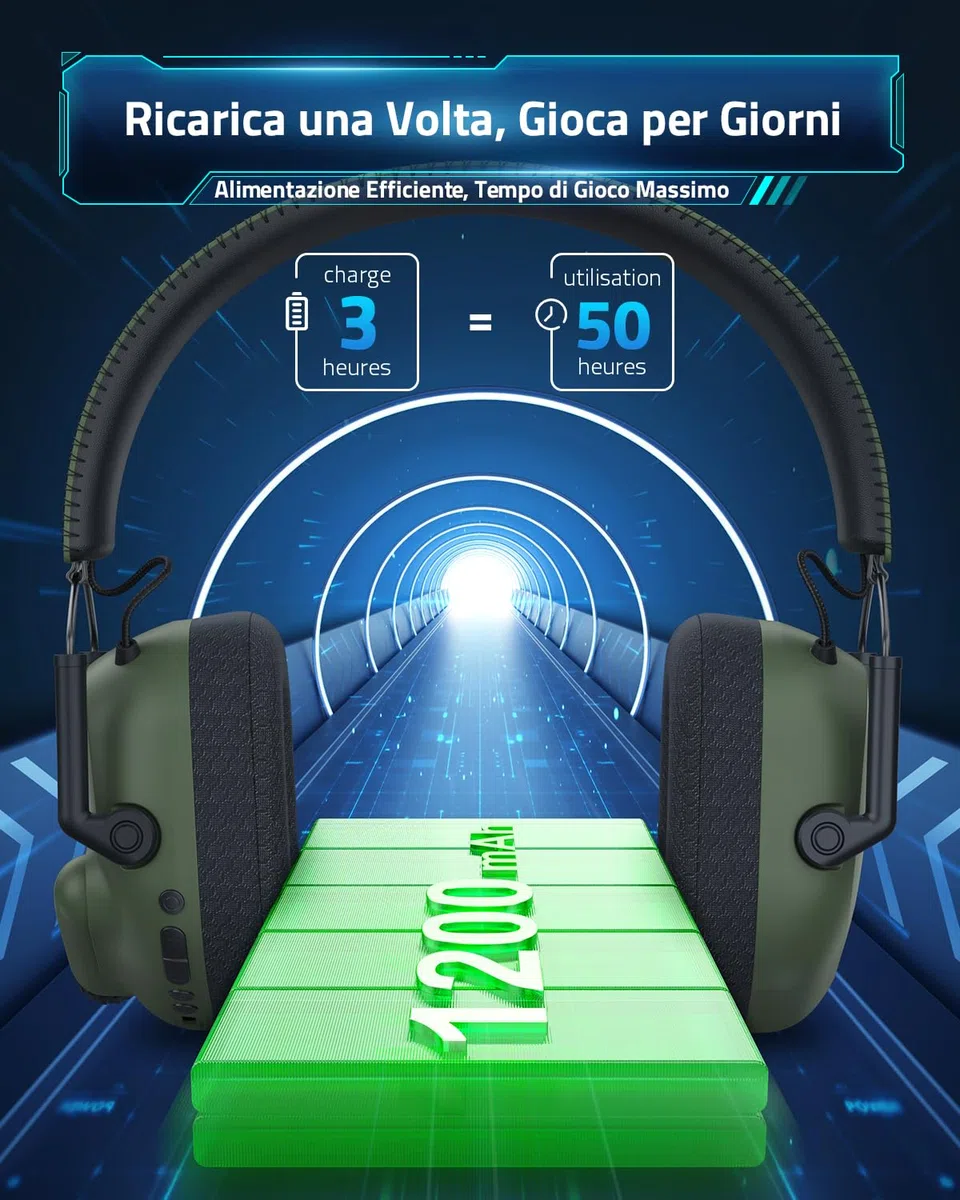 Vakedy Auriculares inalámbricos para PC, PS4, PS5, Mac, Switch, 2,4 GHz, USB, auriculares con micrófono, auriculares Bluetooth, controlador de 50 mm, 50 horas de duración de la batería, baja latencia