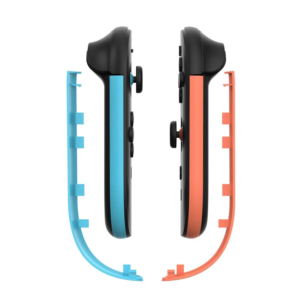 Tira Decorativa para Mandos Switch 2, Tiras Decorativas para Mandos Izquierdo y Derecho, Kit de Recambio para Juegos Accesorios (Izquierda azul + Derecha naranja)