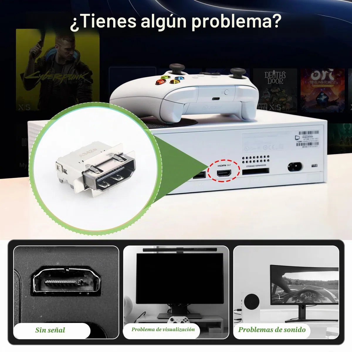 RongZy Para Xbox Series S HDMI Puerto para XSS Series S HDMI Port Conector de Interfaz del Puerto Accesorios Repuesto con Herramientas de Reparación Paratur