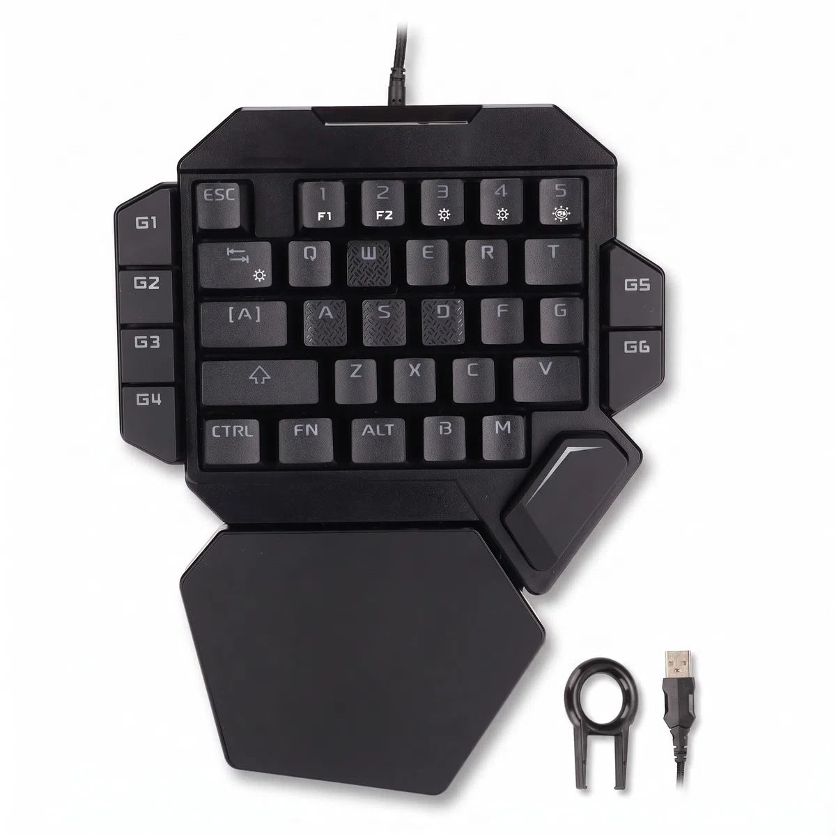Teclado para Juegos con una Sola Mano, Teclado para Juegos Retroiluminado RGB 35 Teclas Control Sensible Preciso 6 Teclas Programables Diseño Ergonómico Medio Teclado para PC Gamer
