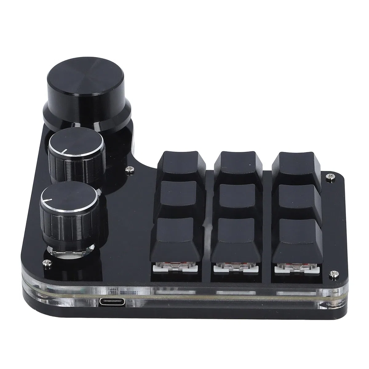 YWBL-WH Teclado Mecánico para Jugar, Mini Macro USB, 9 Teclas, 3 Perillas, Teclado LED RGB, Macro Play, Teclado USB de PC con una Mano para