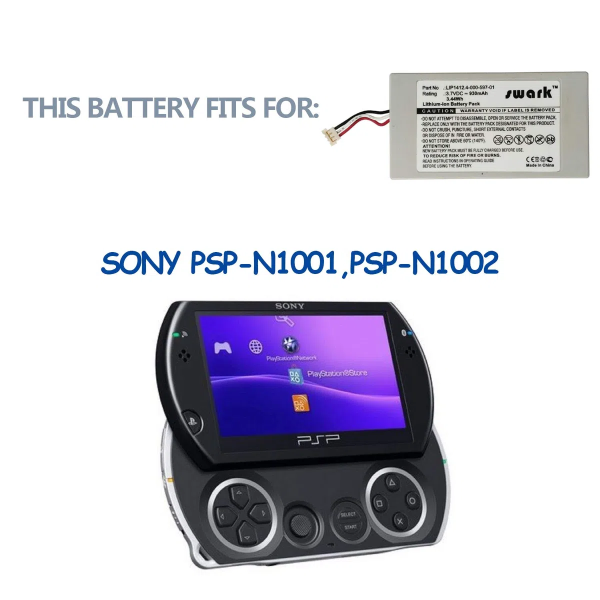 batería LIP1412 para Spiele Konsole Sony PlayStation Portable Go, PSP Go, PSP-N100, PSP-NA1006, PSP-N1001 4-000-597-01 con Herramientas
