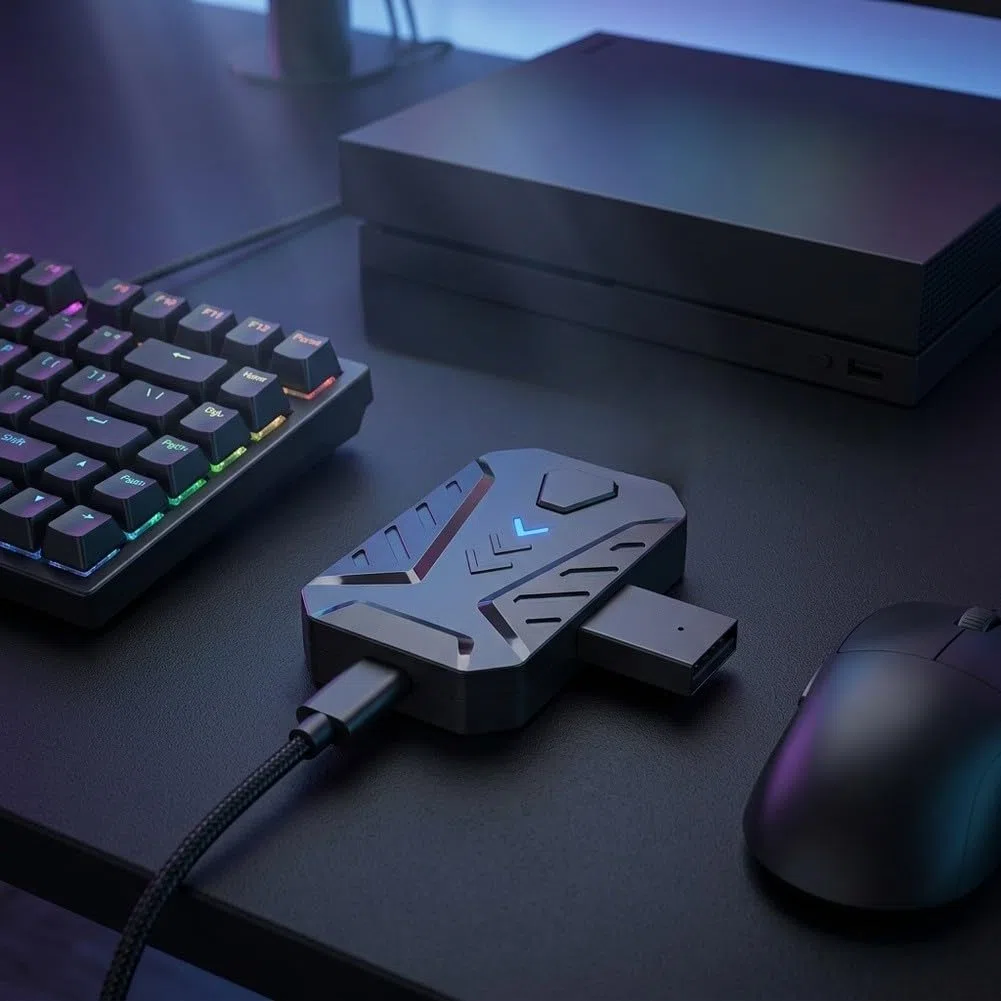 Adaptador de teclado y mouse para PS5, 1000 Hz de baja latencia 2.4