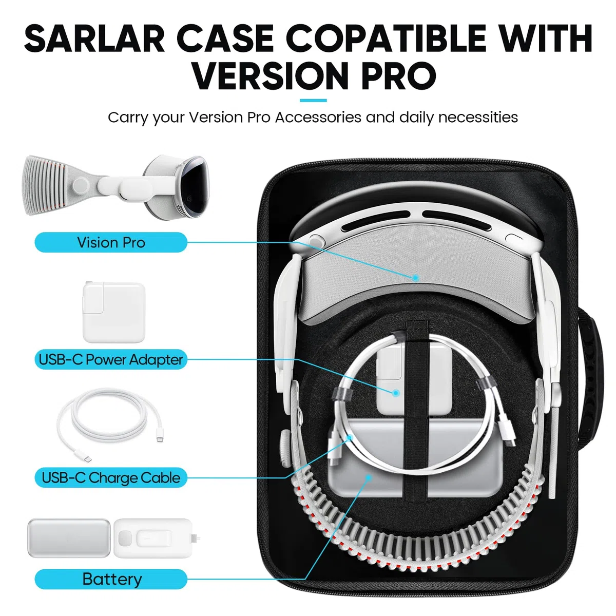 sarlar Funda protectora de viaje compatible con Oculus Meta Quest 3S/Quest 3/Quest 2, bolsa de transporte de accesorios para auriculares originales y Elite Strap VR y controladores táctiles, incluye
