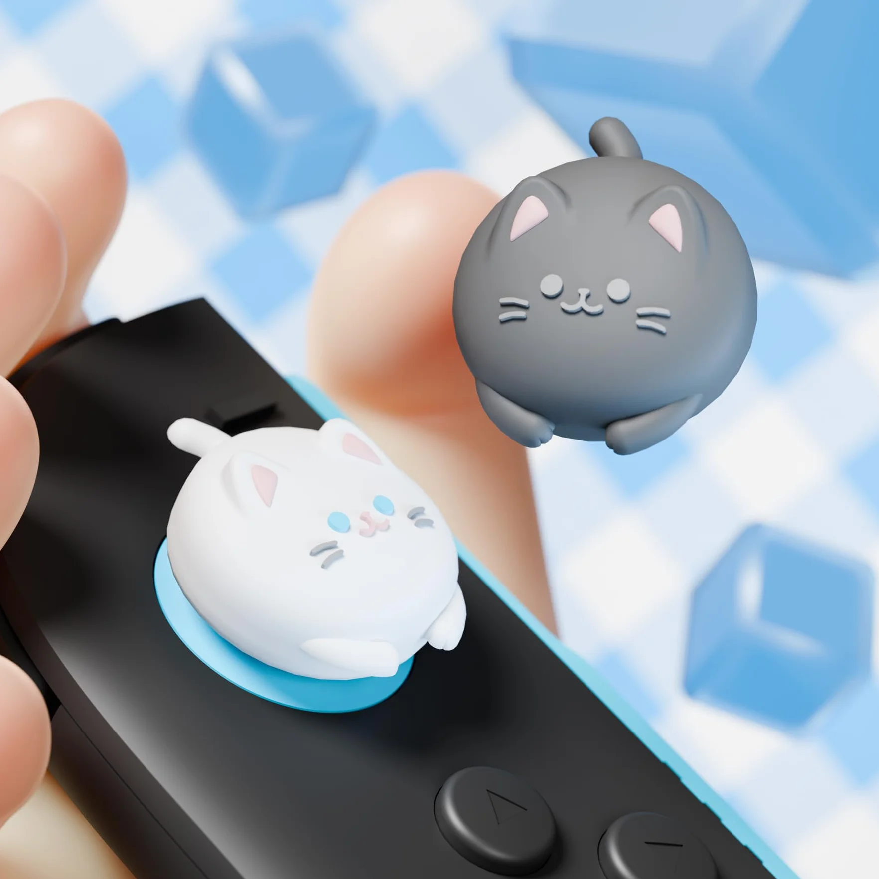 PlayVital 4 Piezas de Agarres para el Pulgar para Nintendo Switch 2 2025, Kawaii Tapas de Silicona para Joysticks de Joycon, Protector para Joystick, Accesorios para Switch 2 (Gatito Lindo)