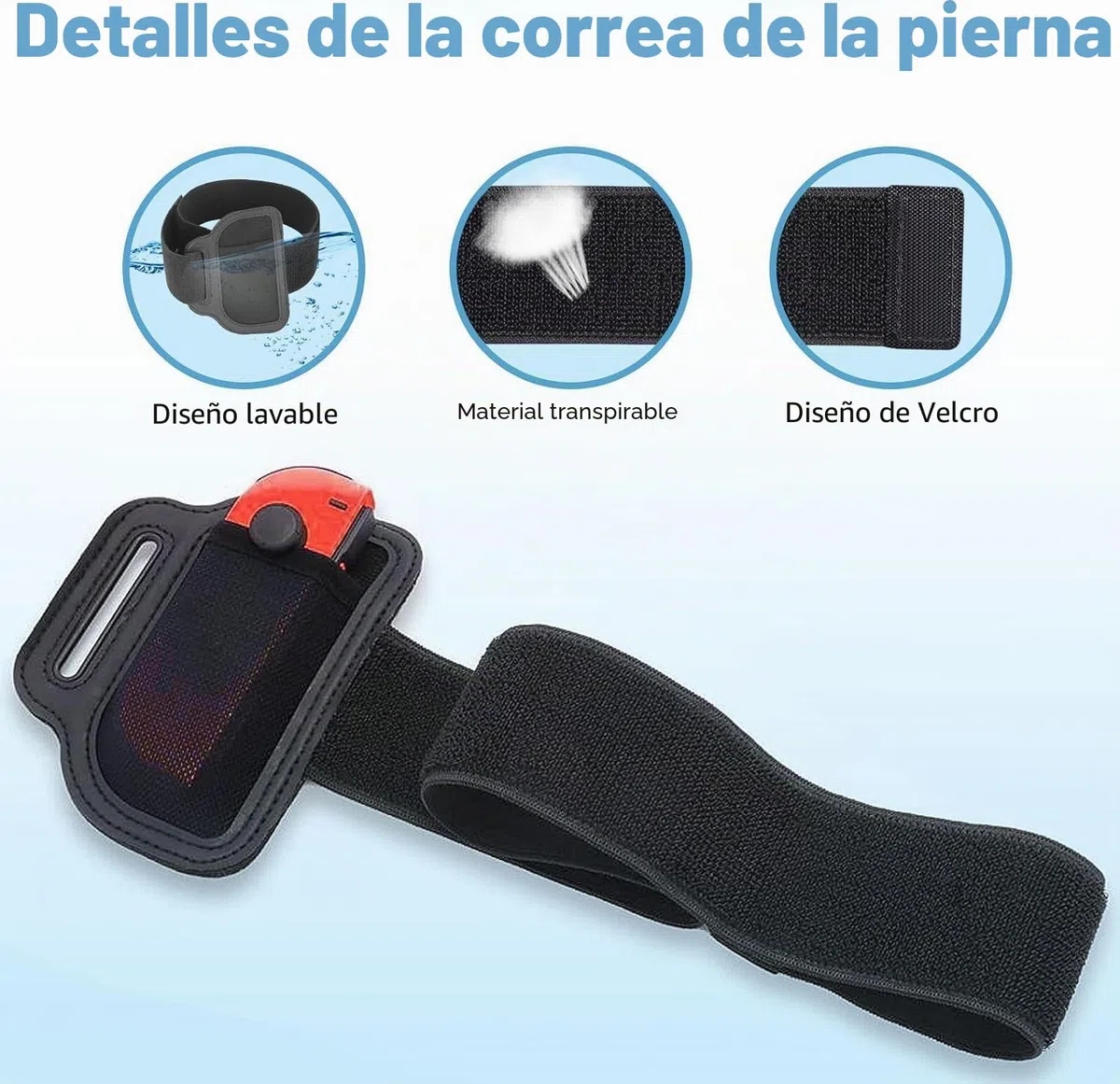 JoyHood Correa para Pierna para Controladores Switch/Switch OLED Joy-con, Accesorios de Juego para Switch Sports Play Soccer/Ring Fit Adventure, Correas Elásticas Ajustables para Piernas Switch