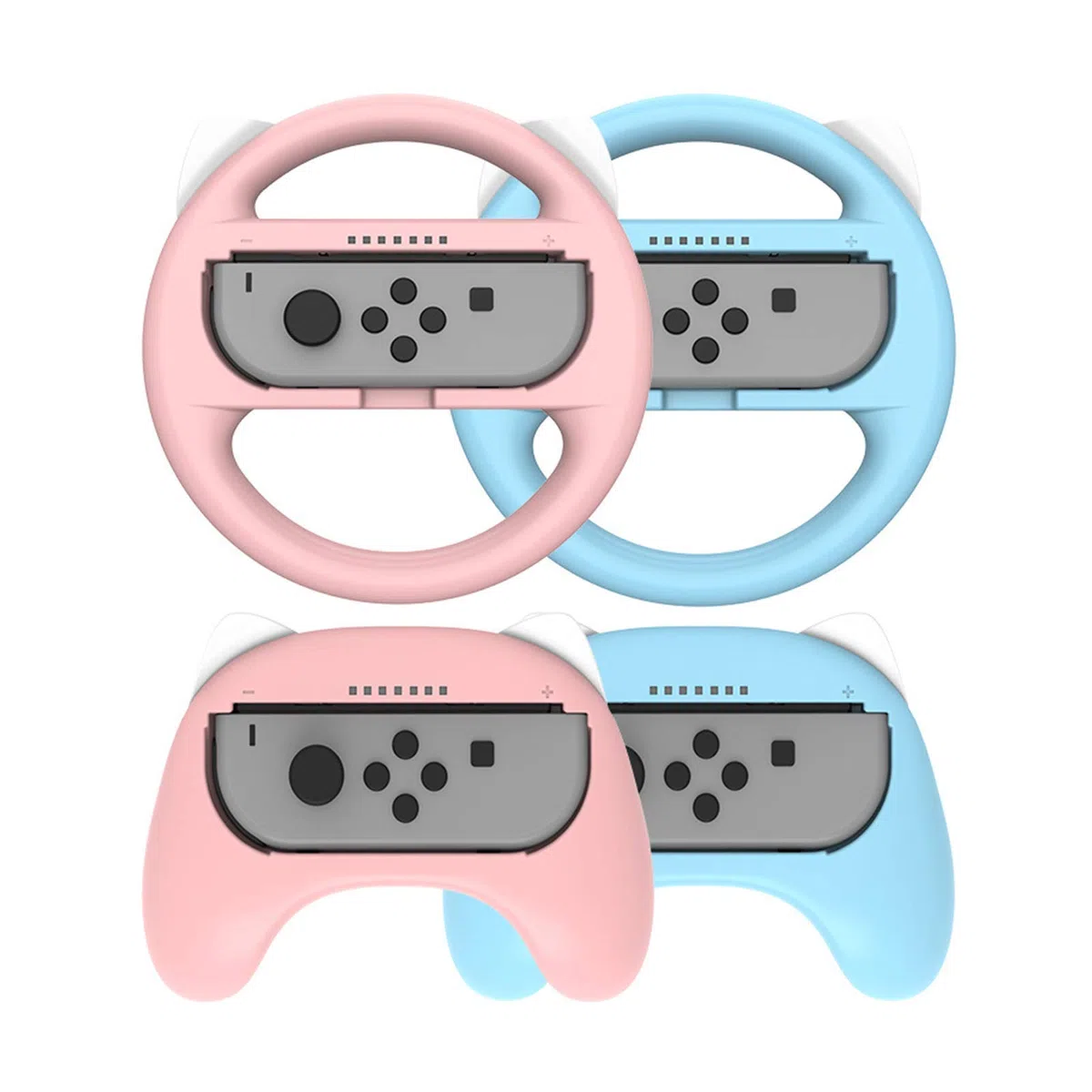 RajoNN Volantes con empuñadura y Interruptor para el Controlador Joy-con de Nintendo Switch, empuñadura Joy-con para Juegos de Accesorios de Mario Kart/Nintendo Switch (4 Paquetes de Lujo), Rojo y