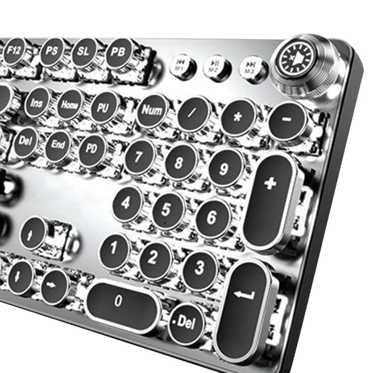 Teclado mecánico para Jugar Retro Punk de 104 Teclas, Teclado Steampunk, Teclado de iluminación, Teclado de Juego Vintage, Teclas Redondas para PC