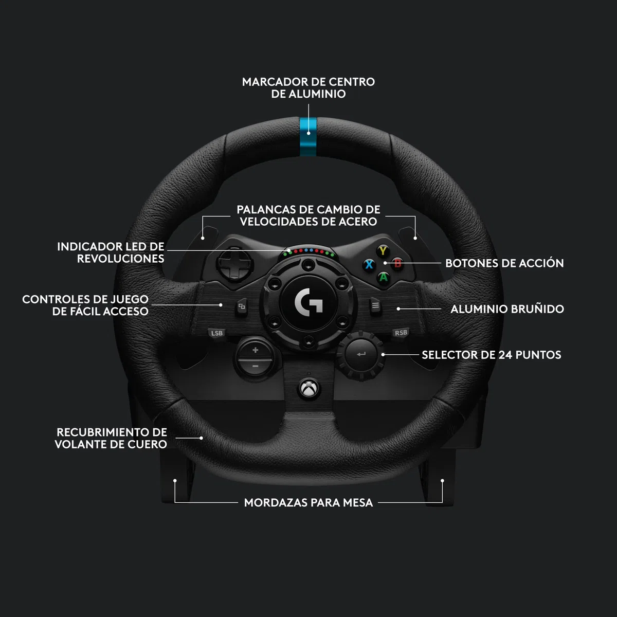 Logitech G G923 Volante de Carreras y Pedales, TRUEFORCE Force Feedback, Cuero Auténtico + Palanca de Cambio Logitech G Driving Force, Xbox X|S, Xbox One, PC, Mac, Negro