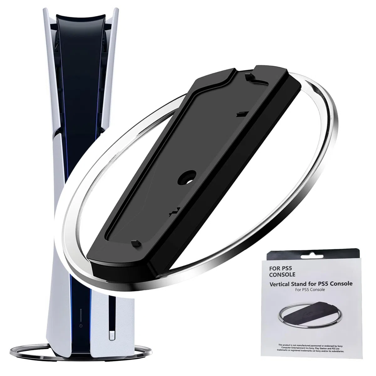 Soporte vertical para consola PS5 Slim, para PS5/PS5 Silm Consola Disc y Digital Edition vertical, base antideslizante, proporciona estabilidad y disipación de calor – Noire