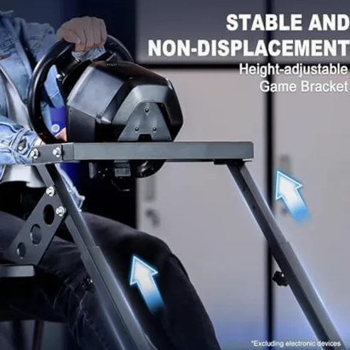 Soporte para volante de carreras, soporte de simulación de conducción plegable ajustable con barras de refuerzo para una experiencia mejorada