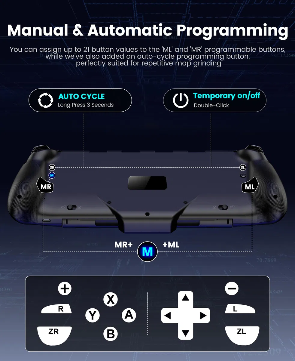 Mando inalámbrico Switch 2, mando pro con joystick de efecto Hall, mando de una pieza para Switch 2 Joy Con, mando de repuesto con RGB/4 ranuras para tarjetas/eje giroscópico/Turbo/Vibración dual