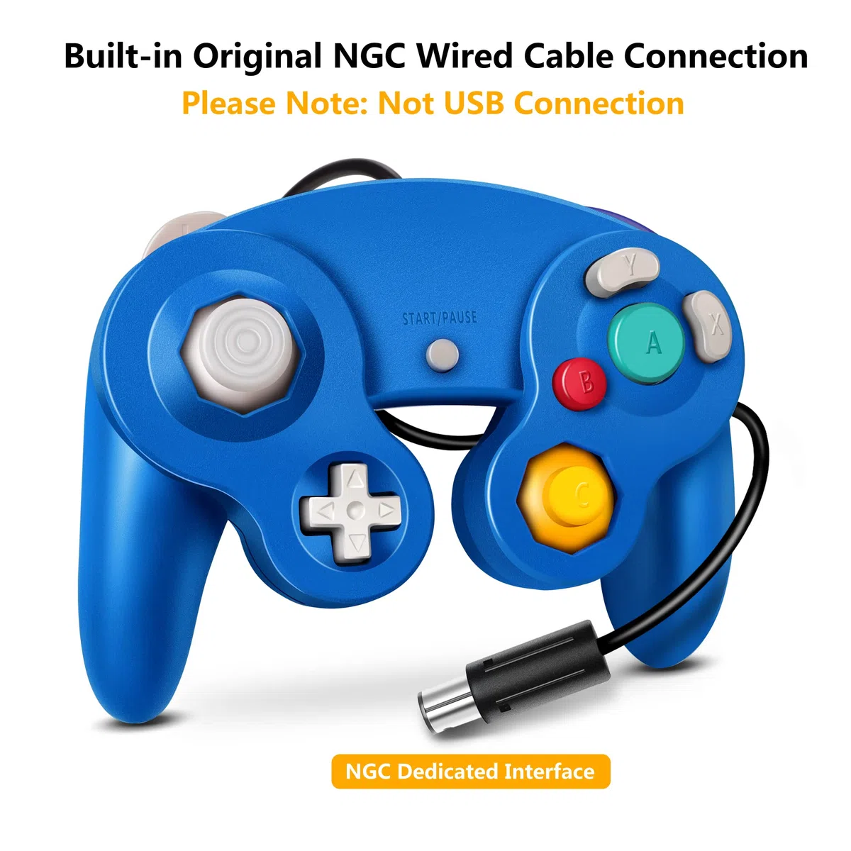 FIOTOK Controlador Gamecube, controlador clásico con cable para Wii y Gamecube | Azul y rojo, paquete de 2