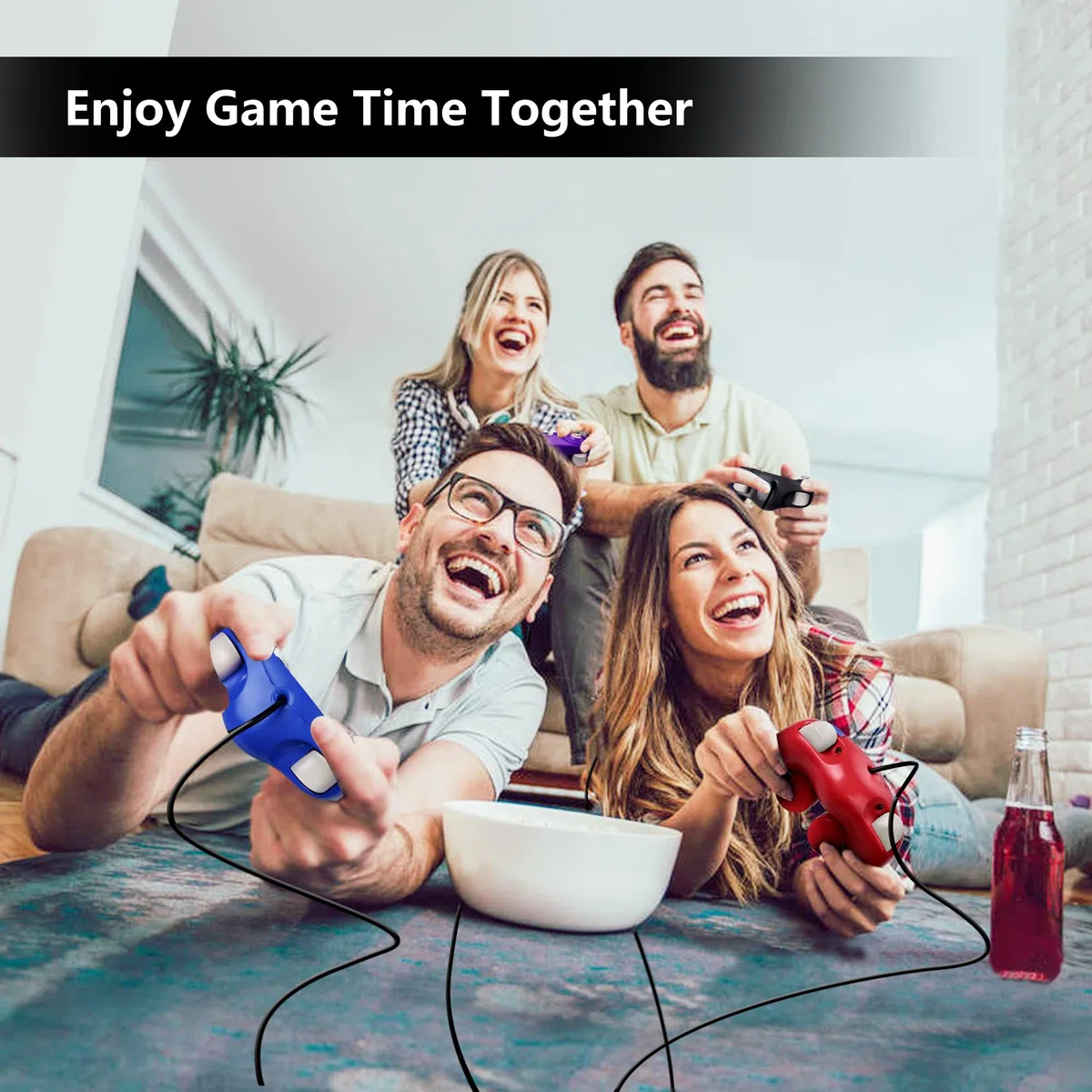 FIOTOK Controlador Gamecube, controlador clásico con cable para Wii y Gamecube | Azul y rojo, paquete de 2