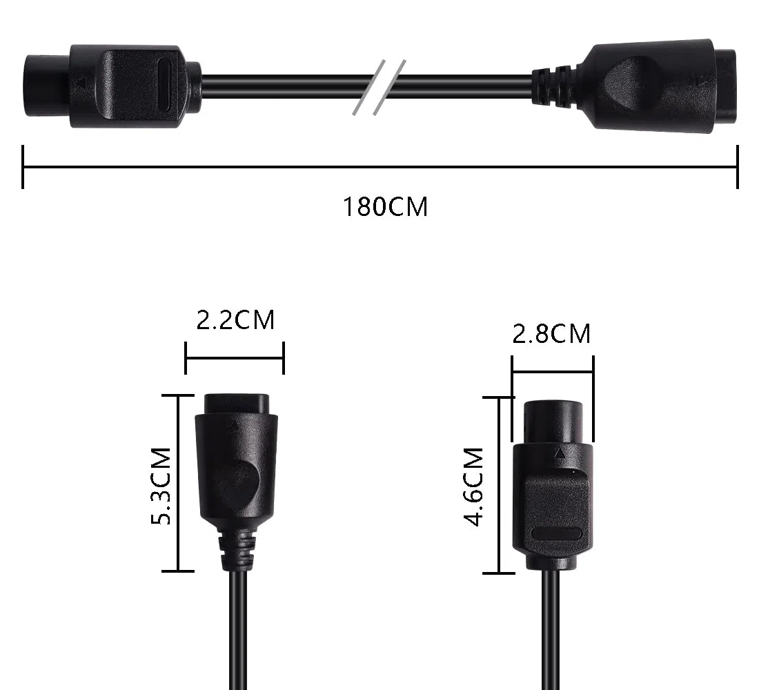 YAODHAOD N64 Gamecube - Cable de extensión de 1,8 m, 2 unidades, para Nintendo Wii Gamecube GCN