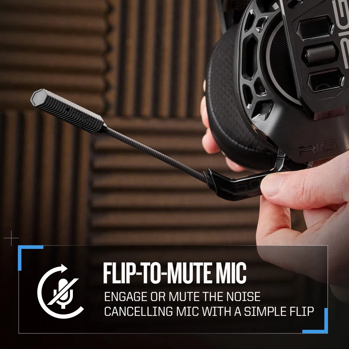 RIG 500 Pro HS - Auriculares con Licencia Oficial de PlayStation de Grado competitivo con dial de Audio RIG para PS4, PS5, PC, Controladores de Altavoz de 50 mm, micrófono con cancelación de Ruido