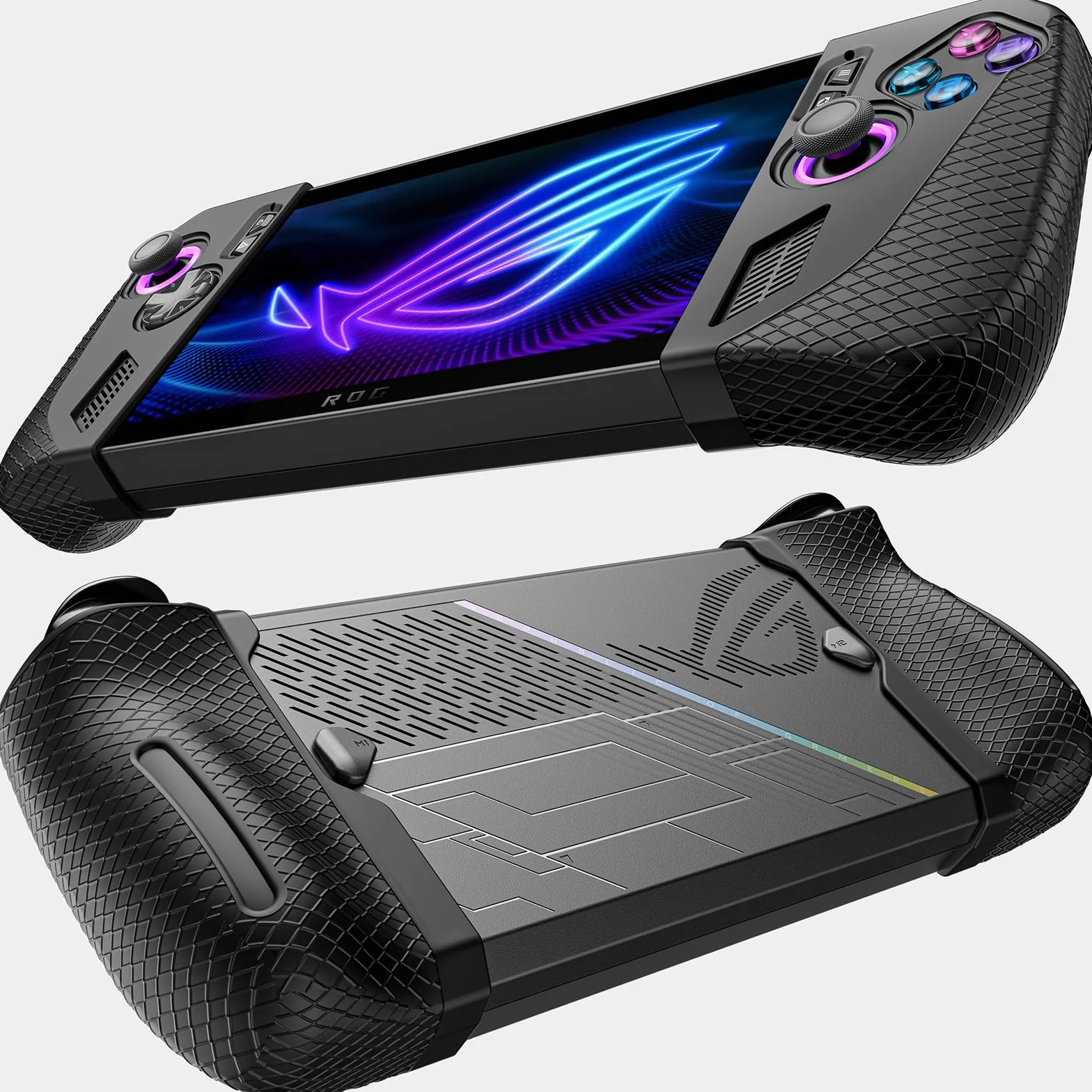 JSAUX Funda Protectora de Silicona Compatible con ROG Ally X, ROG Ally X Grip Skin, ASUS Rog Ally X Accesorios, Juego de Fundas de Silicona (una Izquierda y una Derecha)-PC0113 Negro