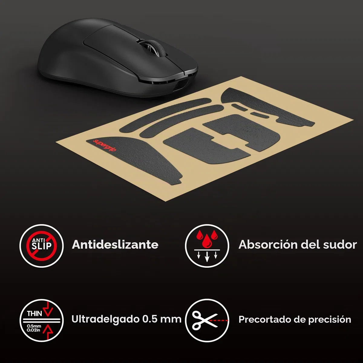 Pulsar Gaming Gears Supergrip para X2H, Mini | Absorbe el sudor, grip antideslizante de alto rendimiento, adhesivo 3M, sin residuos, ultrafino
