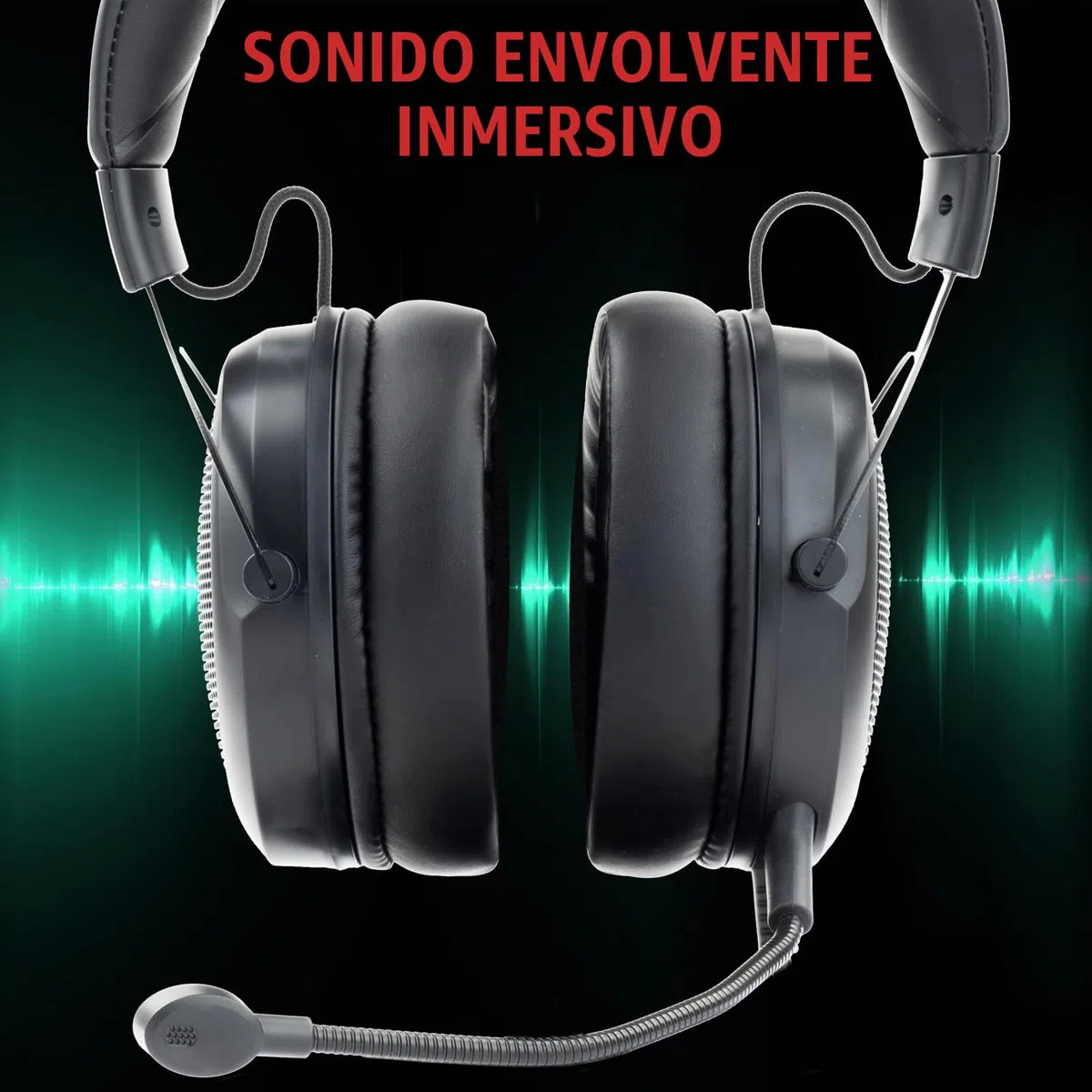 Itek H500 Auriculares Gaming con Micrófono Extraíble, Sonido Envolvente 7.1 Virtual, Cancelación de Ruido Externo, Iluminación LED RGB, Conexión USB, Compatible con PC y Consola, Negro, Ajustable