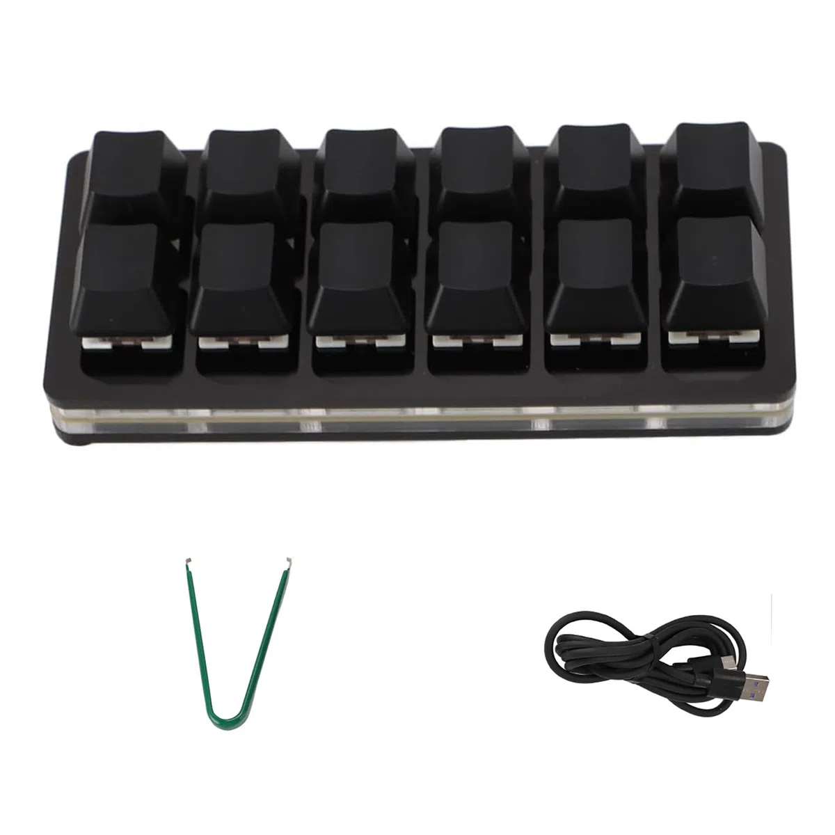 Teclado programable, Mini Teclado USB para Juegos de 12 Teclas con LED RGB, Interruptor Rojo Intercambiable en Caliente, Teclado mecánico Personalizado para 1 Mano, para Juegos