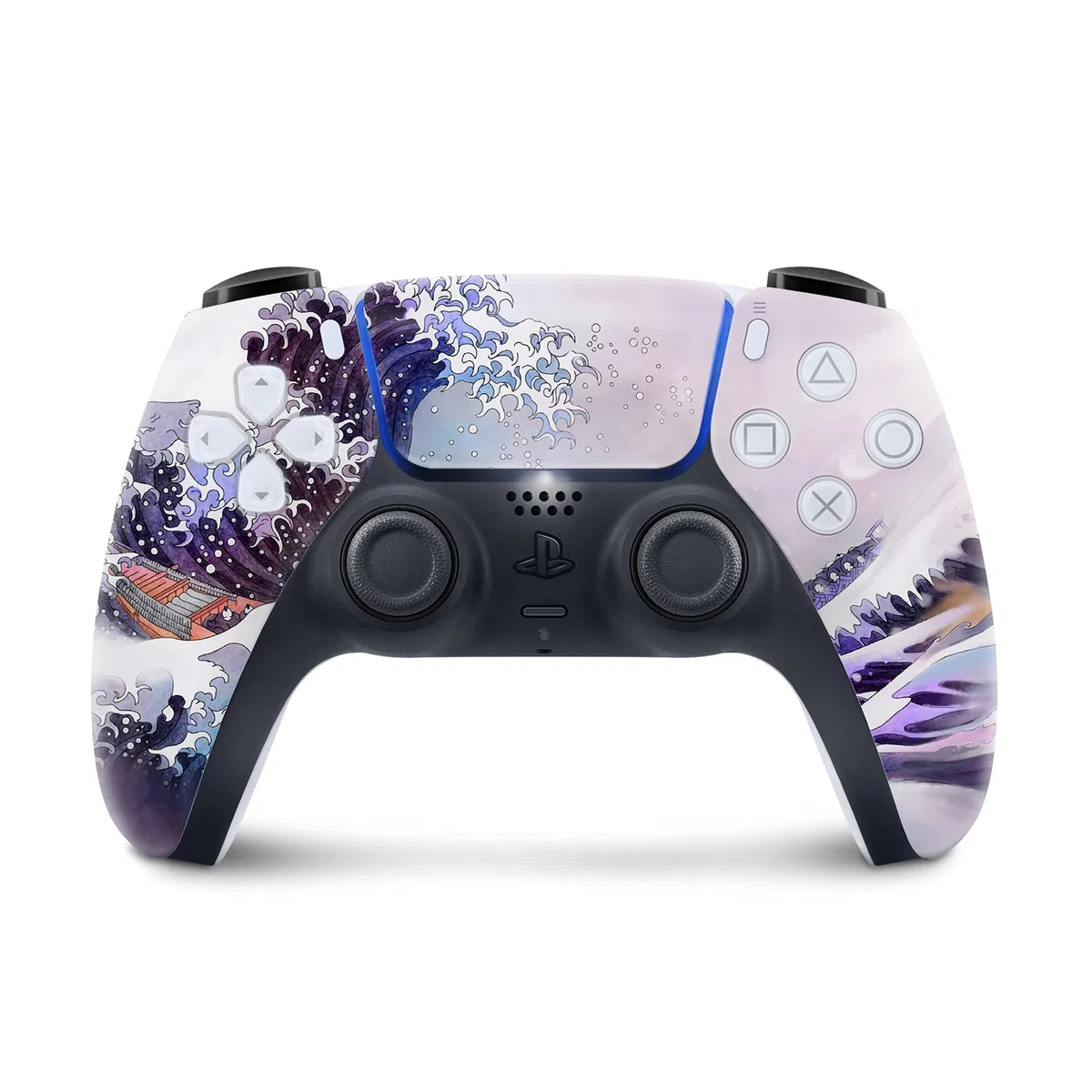 PS5 Wave - Skin de acuarela para consola PlayStation 5 y 2 controladores, vinilo 3M calcomanía pegatinas cubierta completa (edición de disco)