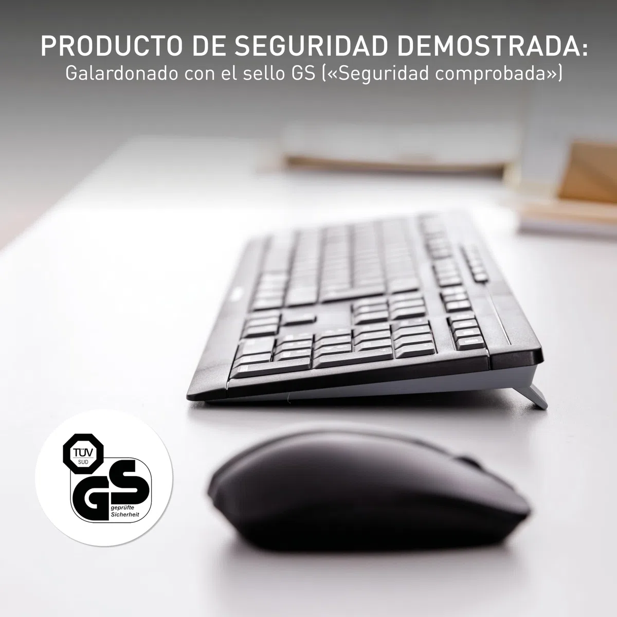 CHERRY STREAM DESKTOP RECHARGE, Pack de Teclado y Ratón Inalámbricos, Distribución de Teclado Inglés UK (QWERTY), Radiofrecuencia 2,4 GHz, Teclas Silenciosas, Recargable, Blanco/Gris