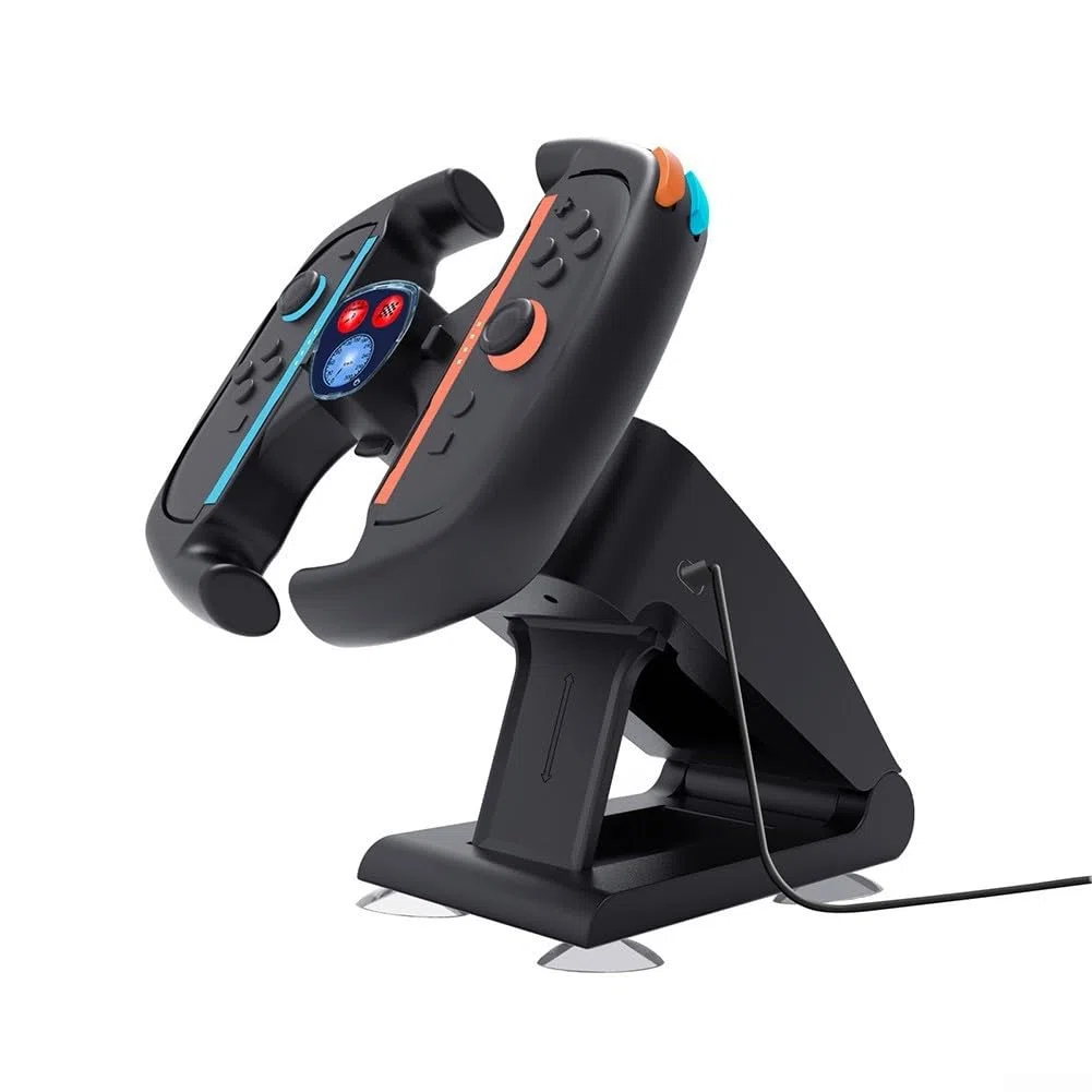 AugustknowU Soporte estable y recargable para volante de carreras compatible con Switch 2, con material ABS para uso a largo plazo