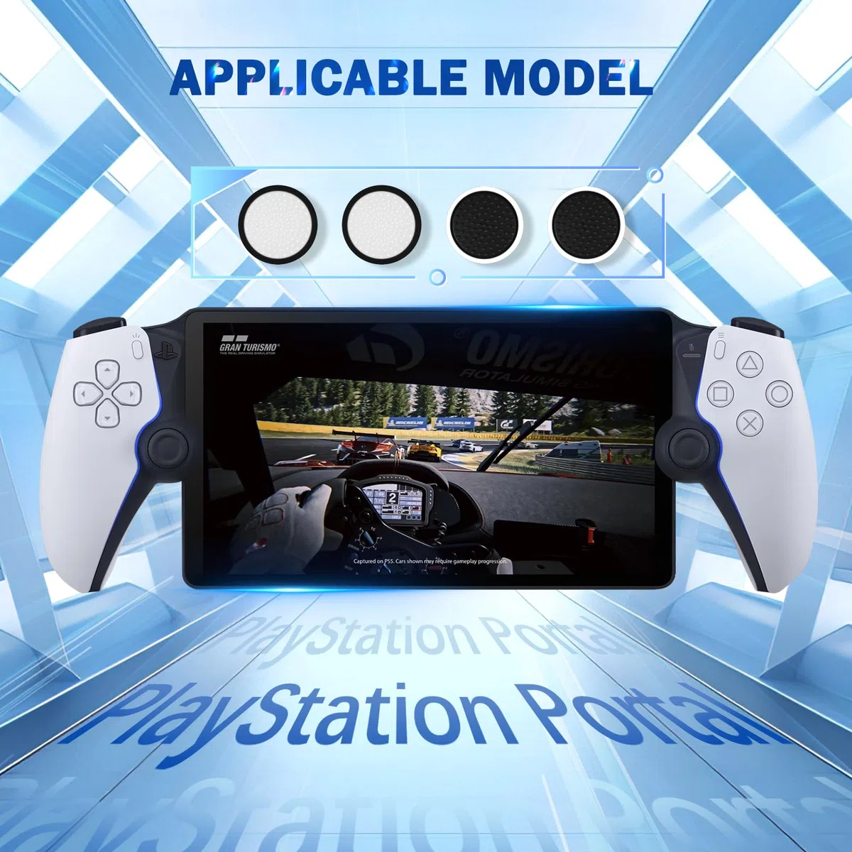 DLseego Thumbstick Tapas para PlayStation Portal,Suave Silicona Antideslizante Joystick Grip Caps, 4 Pulgares Grip Cover Compatible con PlayStation Portal Remote Player,Negro Blanco