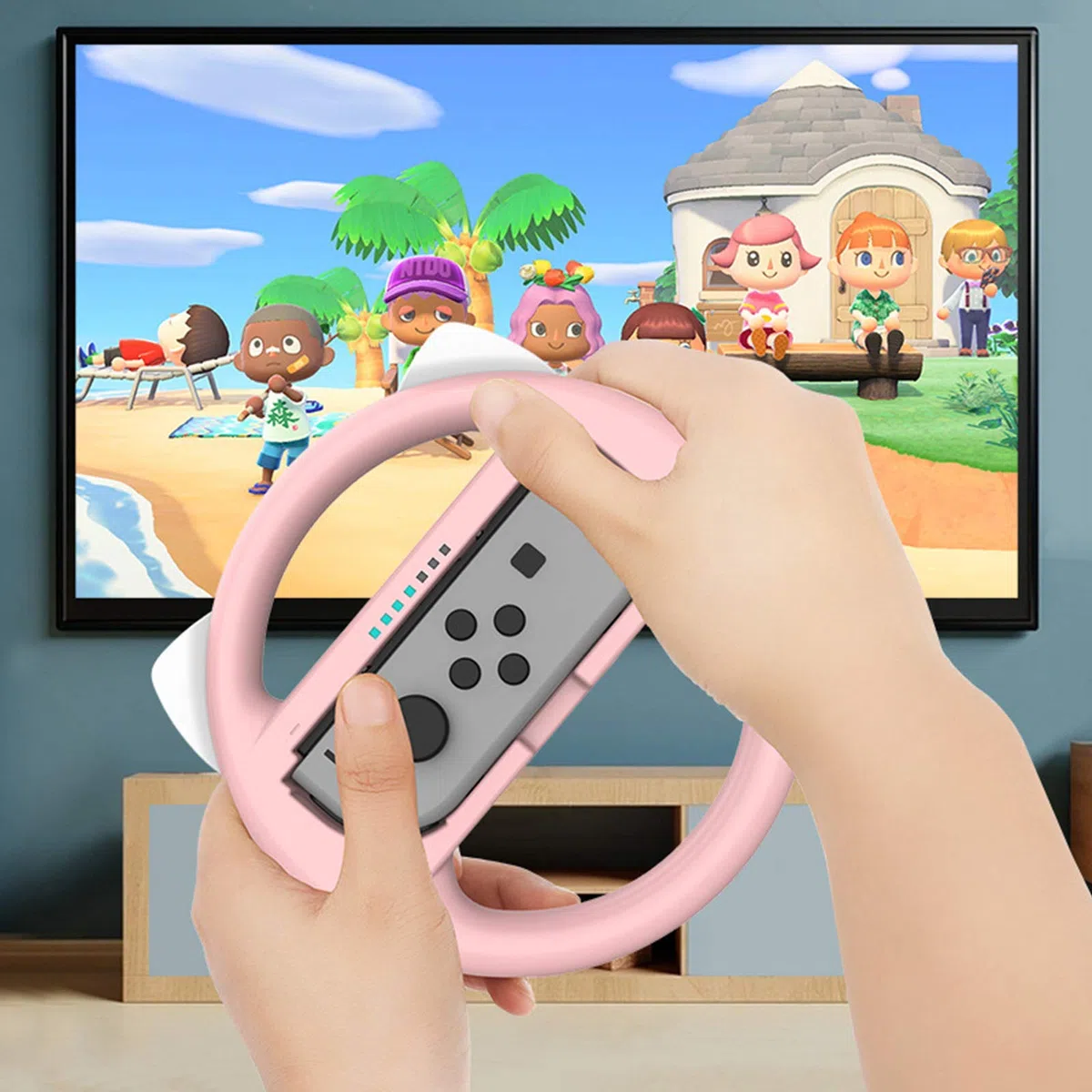 RajoNN Volantes con empuñadura y Interruptor para el Controlador Joy-con de Nintendo Switch, empuñadura Joy-con para Juegos de Accesorios de Mario Kart/Nintendo Switch (4 Paquetes de Lujo), Rojo y