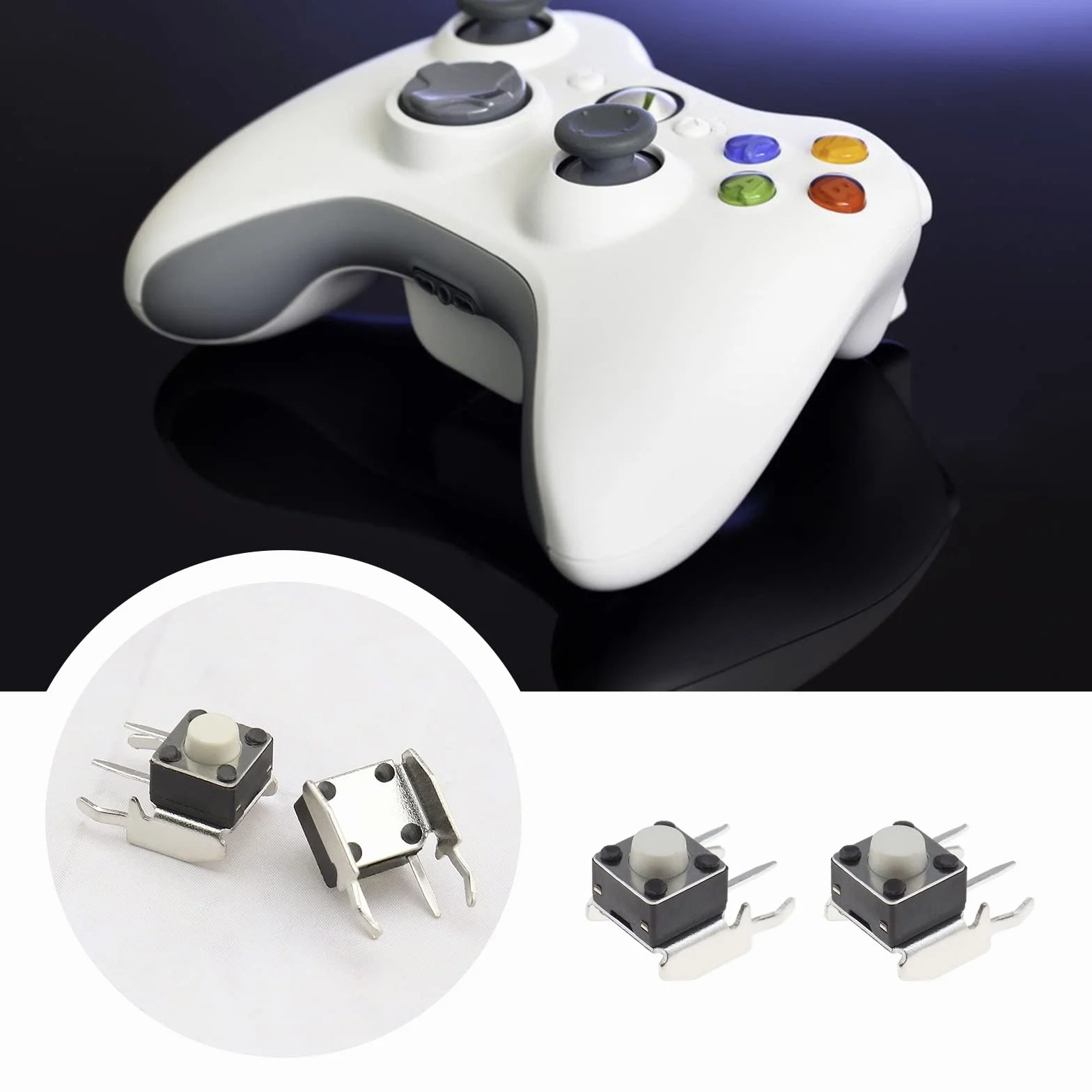 ECSiNG RB LB - Botón de repuesto para parachoques (6 x 6 x 5 mm, compatible con Microsoft Xbox One, Xbox 360, 10 unidades), color negro