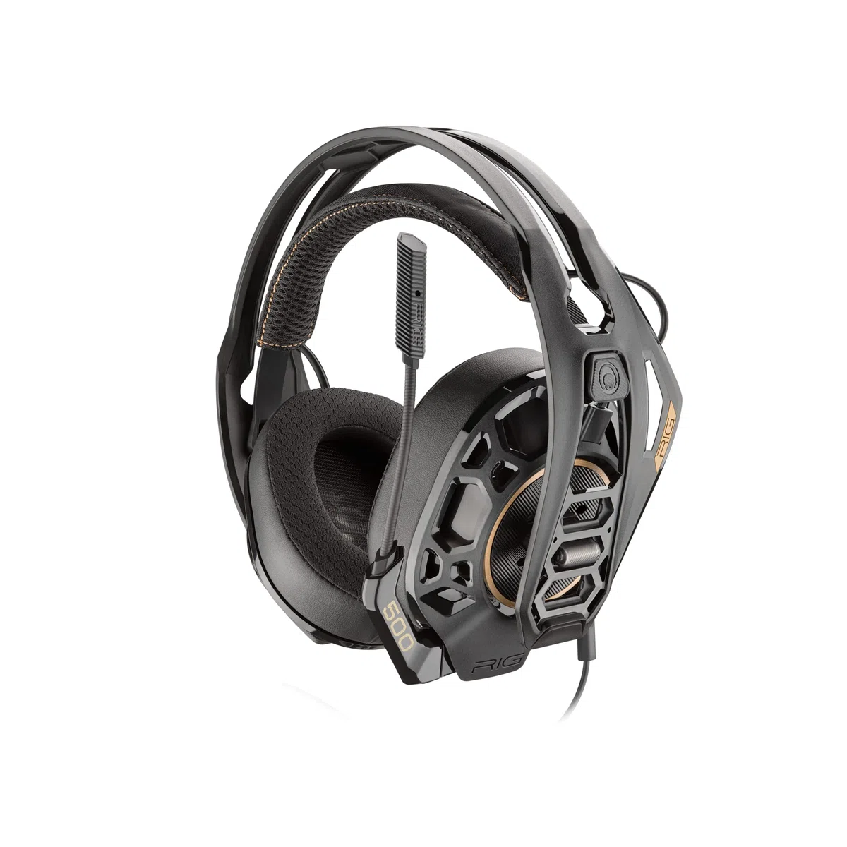 RIG 500 Pro HS - Auriculares con Licencia Oficial de PlayStation de Grado competitivo con dial de Audio RIG para PS4, PS5, PC, Controladores de Altavoz de 50 mm, micrófono con cancelación de Ruido