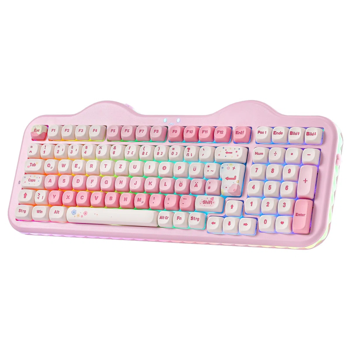 YUNZII Teclado mecánico inalámbrico ISO DE C98 (rosa, Milk V2 Lineal)