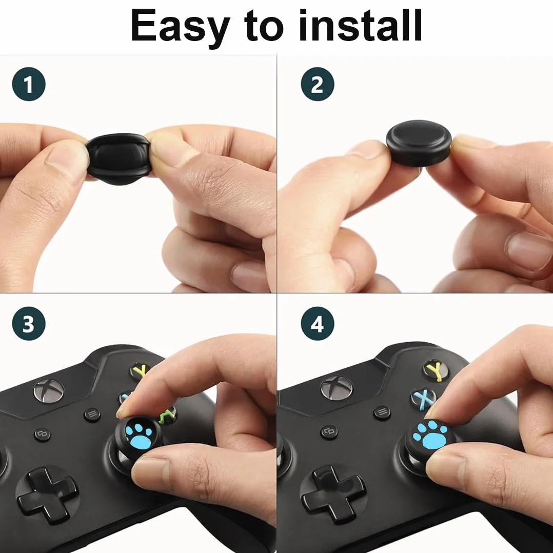 12 Piezas Tapas de Agarre para el Pulgar Compatible con Nintendo Switch y Switch Lite Cubierta Protectora de Botones de Silicona Diseño de Pata de Gato