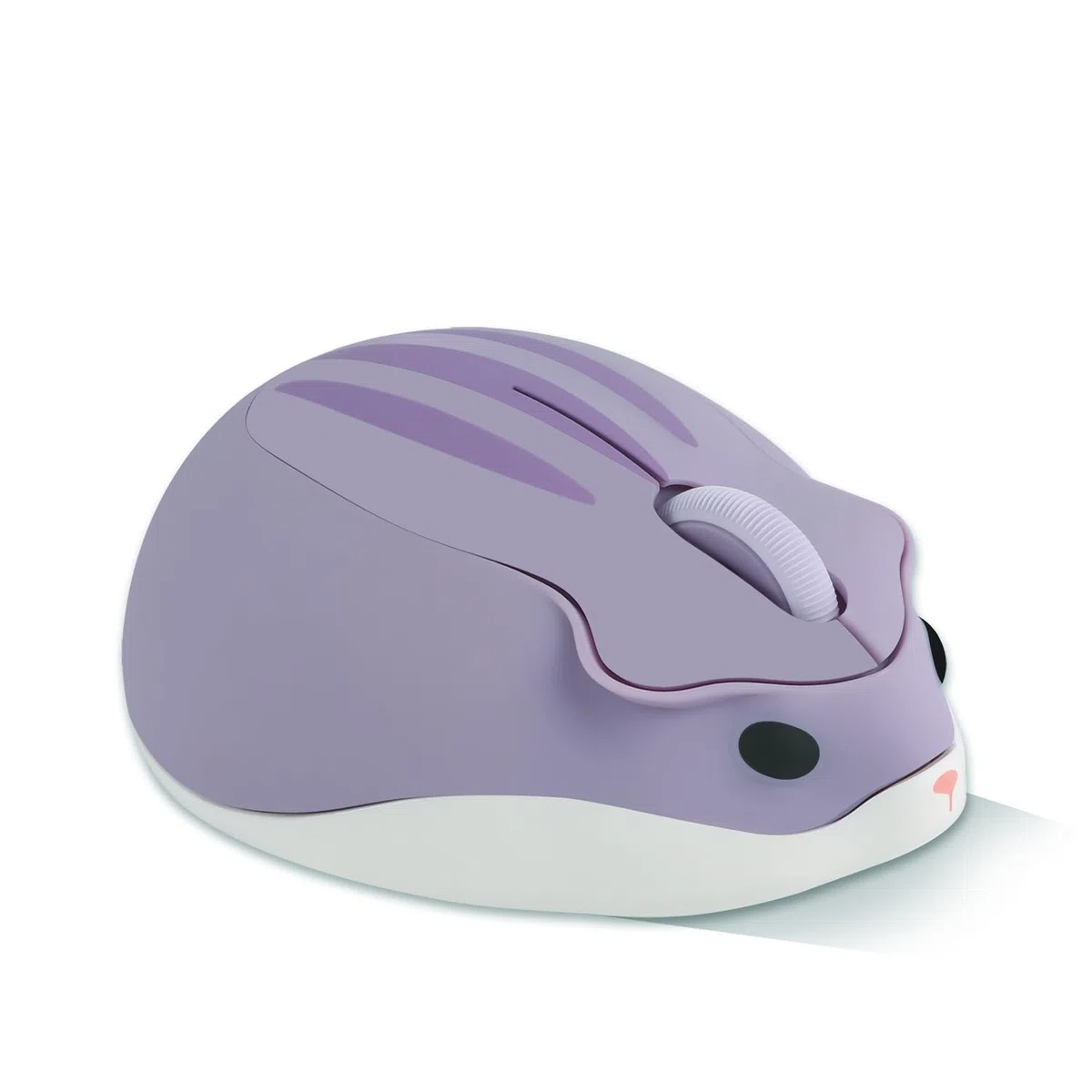 Ratón inalámbrico, bonito diseño de hámster, 1200 ppp, silencioso, portátil, óptico, alcance de 10 m, USB, morado