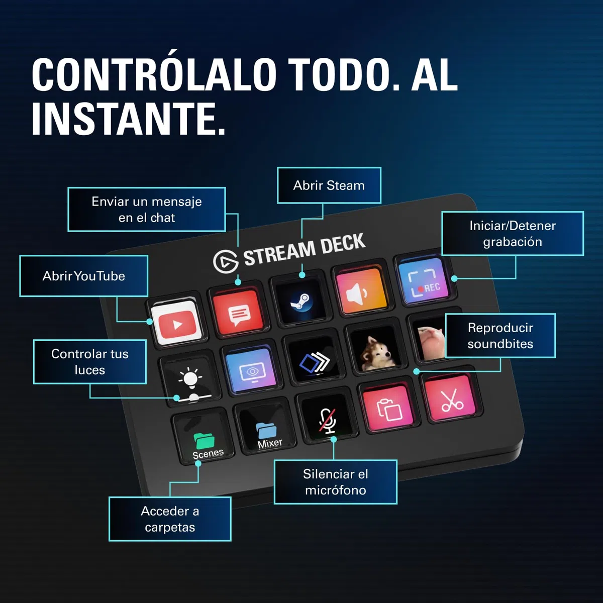 Elgato Stream Deck Scissor Keys, controlador de flujo
