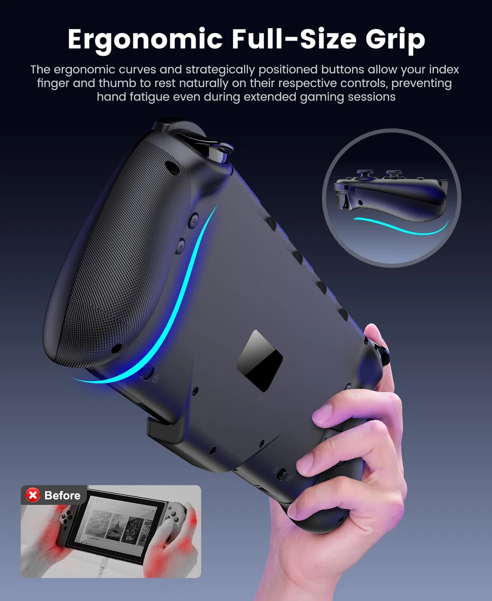 Mando inalámbrico Switch 2, mando pro con joystick de efecto Hall, mando de una pieza para Switch 2 Joy Con, mando de repuesto con RGB/4 ranuras para tarjetas/eje giroscópico/Turbo/Vibración dual