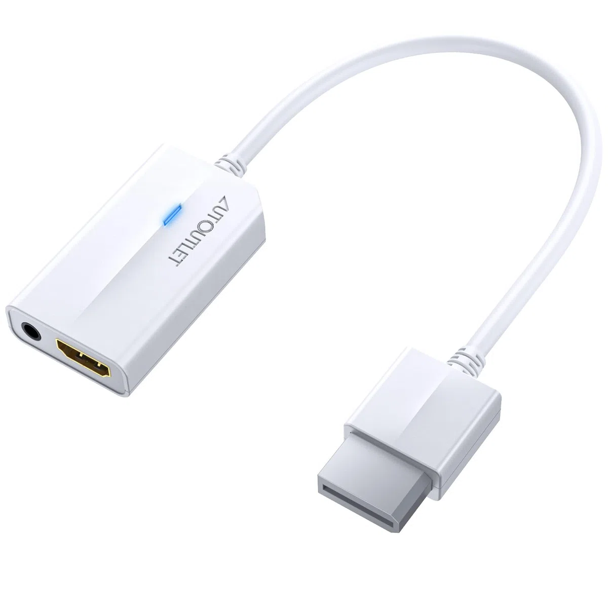 AUTOUTLET Adaptador Wii a HDMI, Convertidor Wii Hdmi 1080P / 720P Full HD, con Salida de Audio y Video de 3,5mm para Nintendo Wii, Monitor de TV, Proyector, Televisión, Blanco