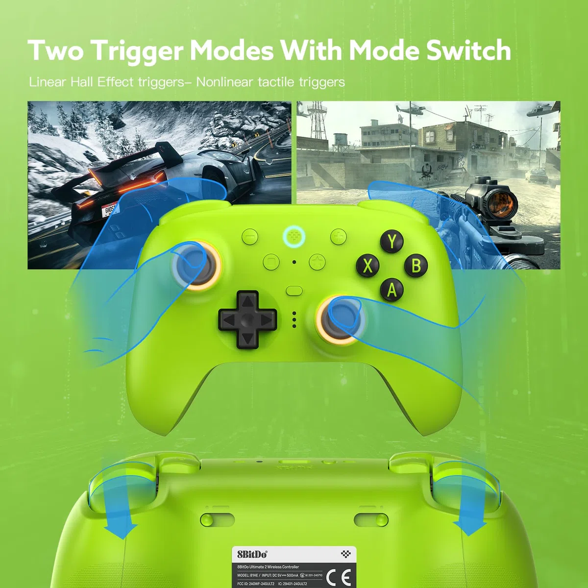 8BitDo Ultimate 2 Wireless Controller para PC/Android/Apple/Steam, Joystick TMR, Gatillos Táctiles/Efecto Hall Conmutables, Anillo Fuego RGB, 2.4G Controlador Juegos Inalámbrico 8Speed con Base Carga