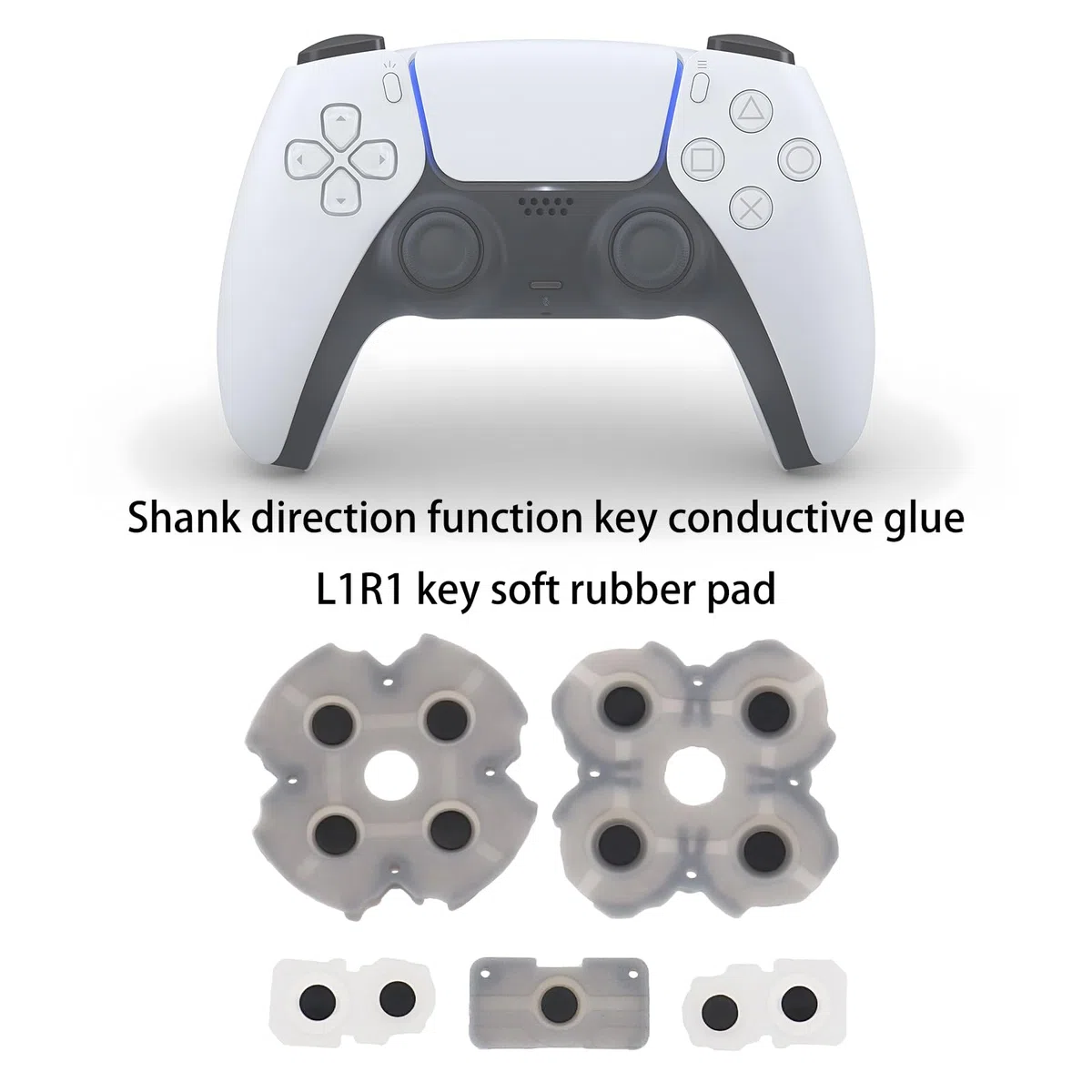 The Lord of the Tools Juego de 2 almohadillas de silicona conductoras para botón de mando L1R1, pieza de repuesto compatible con controlador PS5, color gris
