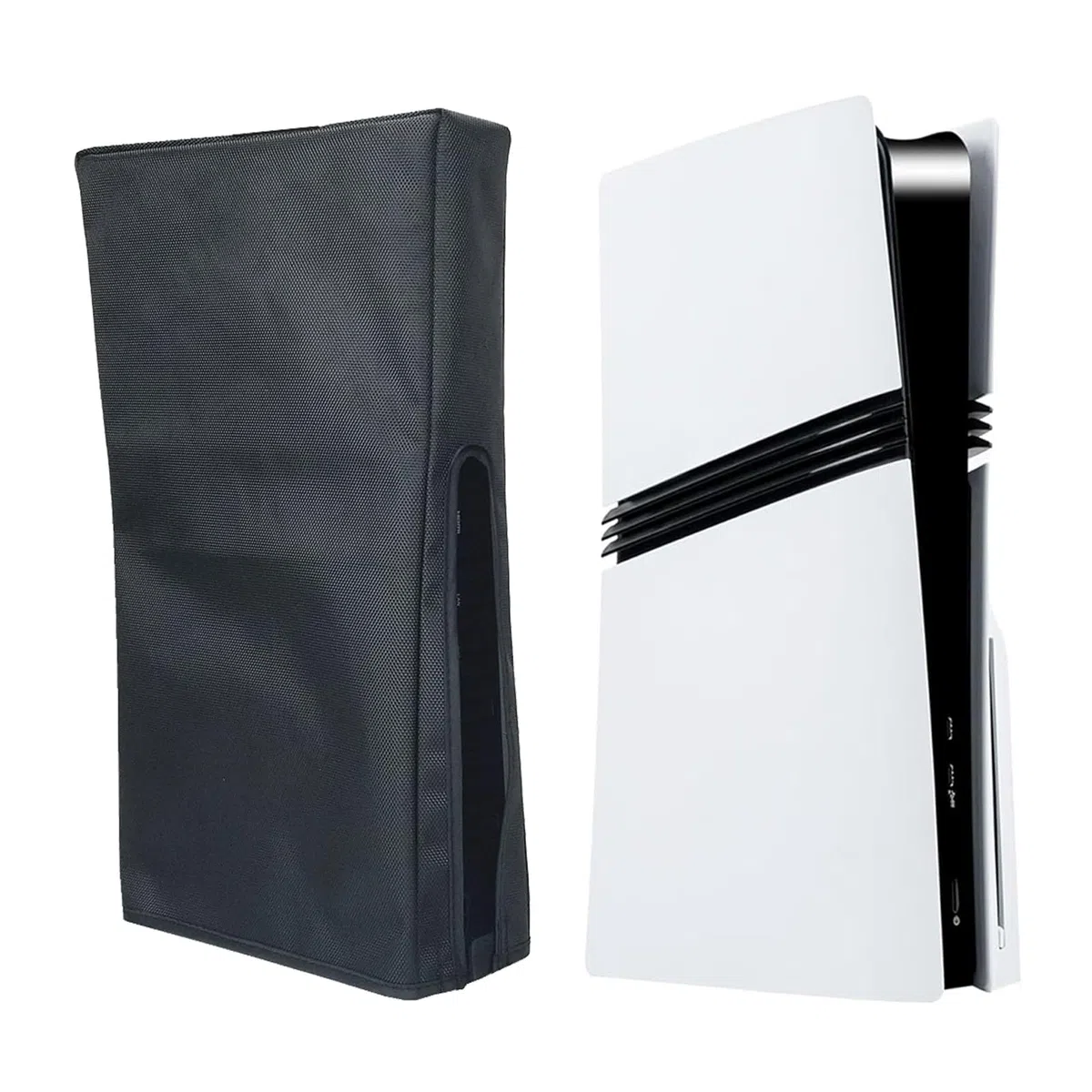 Cubierta antipolvo para consola PS5 Pro, tela Oxford, antiarañazos, impermeable, con puerto de cable trasero para Sony PlayStation 5 digital, versión de disco y versión de disco (negro)