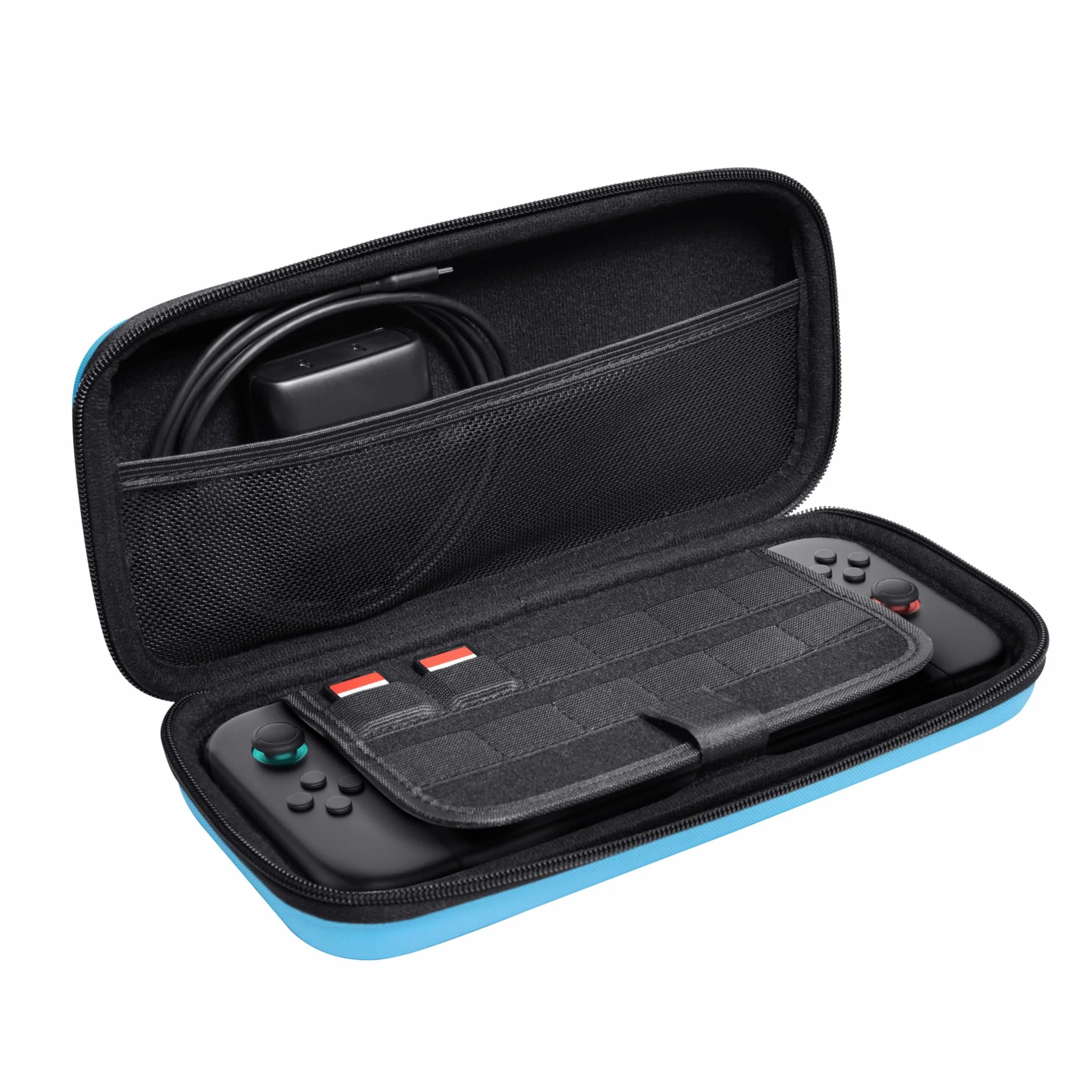 GXTrust 1251B Funda para Nintendo Switch 2, Funda Protectora Dura, Carcasa Estuche Rigido de Transporte para Consola y Accesorios, Bolsillo para 4 Joy-Cons y 12 Cartuchos de Juego, Azul