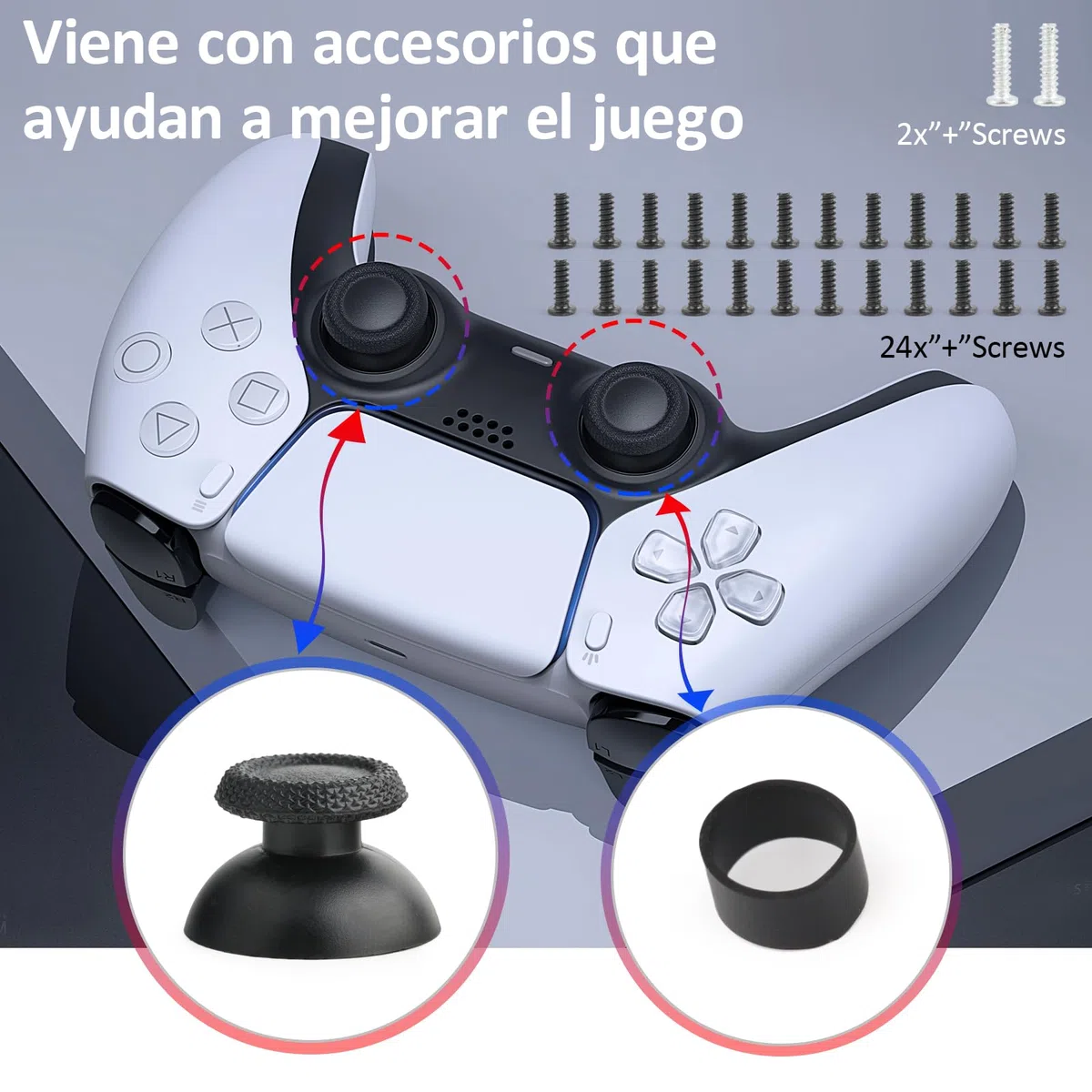 2 Uds Efecto Hall Joystick 3D para PS5 Mando Hall Kit de Reparación de Módulo Joystick Magnético Compatible con Play Station 5 PS5 2 Uds Cubierta Protectora para Joysticks 3D para PS5
