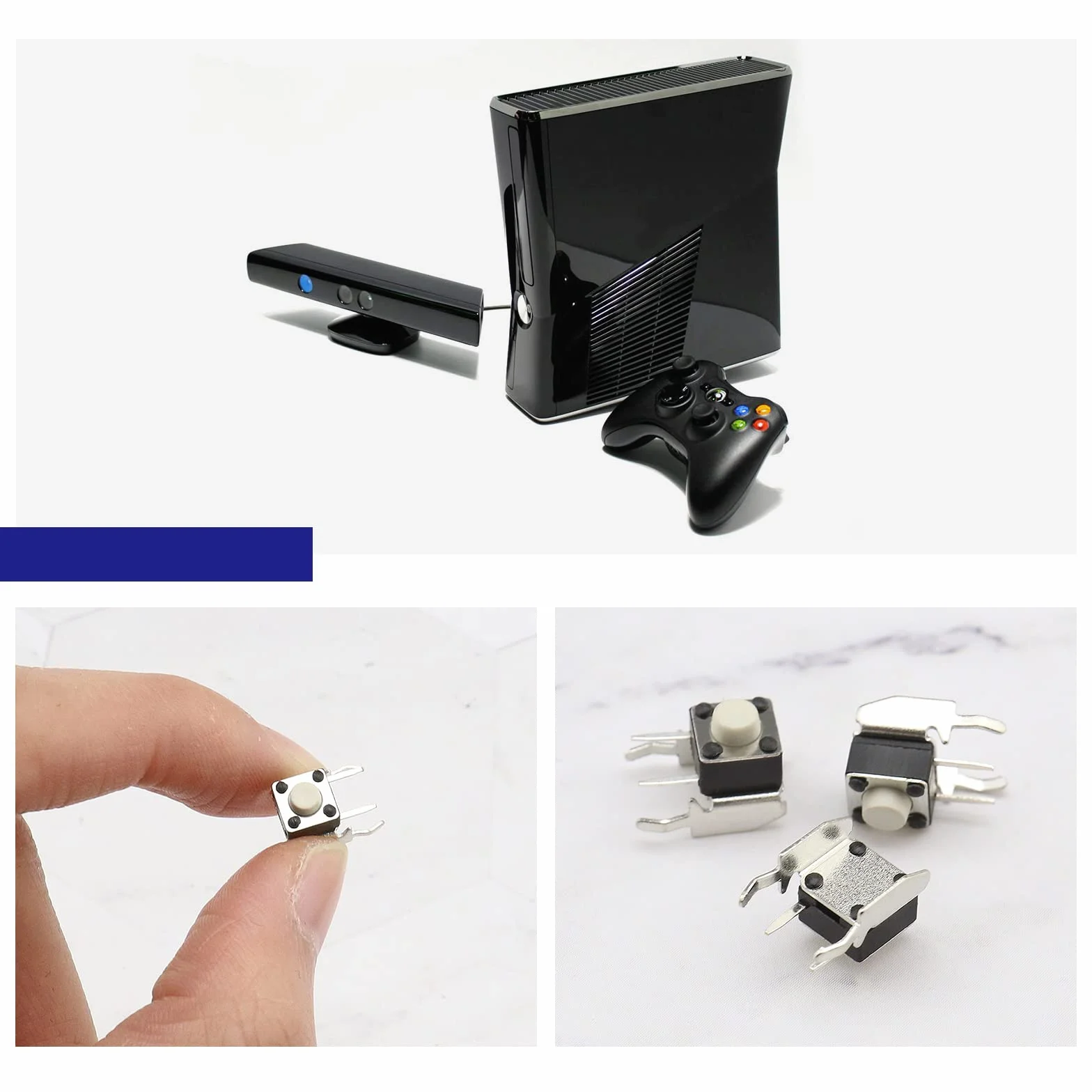 ECSiNG RB LB - Botón de repuesto para parachoques (6 x 6 x 5 mm, compatible con Microsoft Xbox One, Xbox 360, 10 unidades), color negro